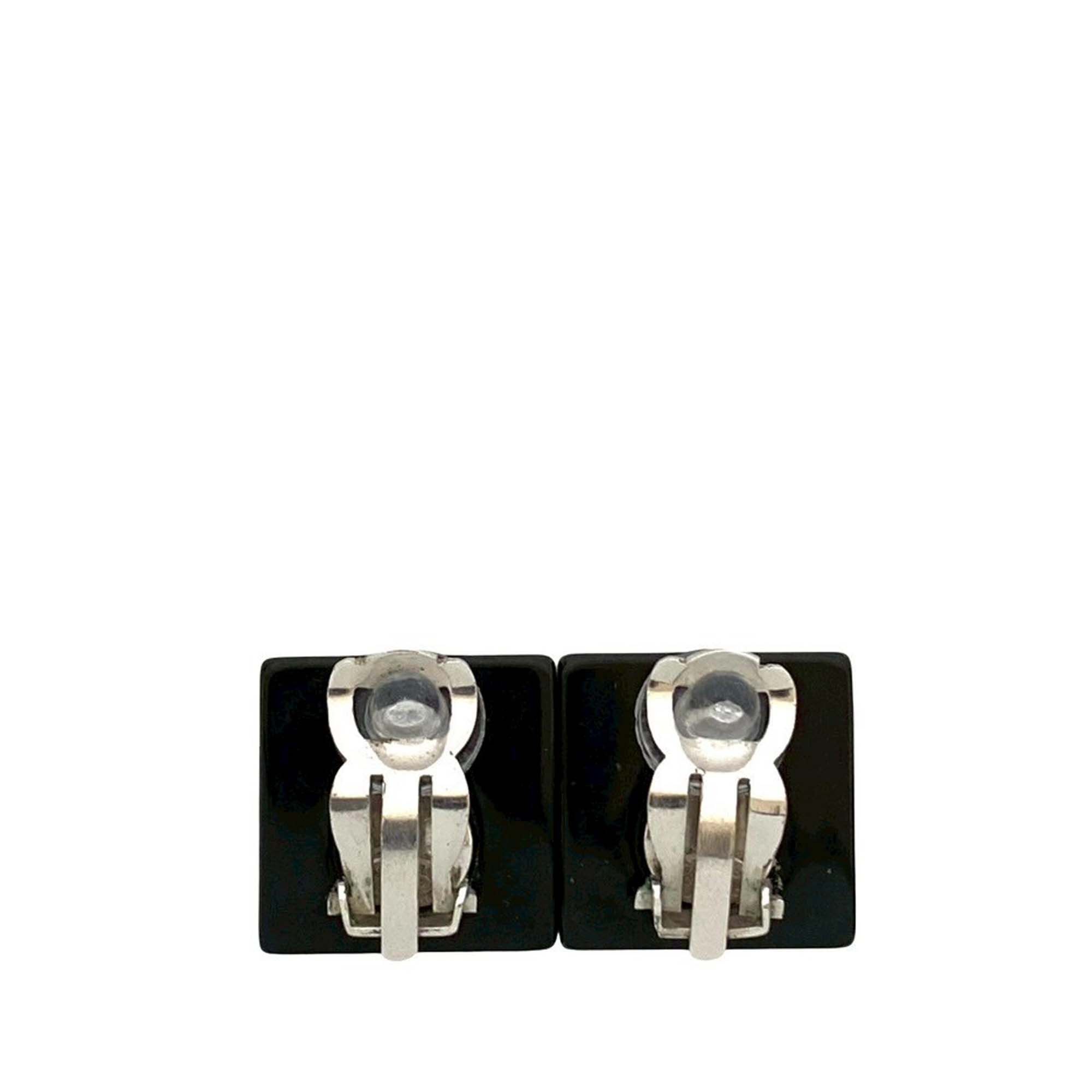 Chanel Chanel CC Resin Rhinestone Square Clip On Earrings Size ONE SIZE - 2 Thumbnail