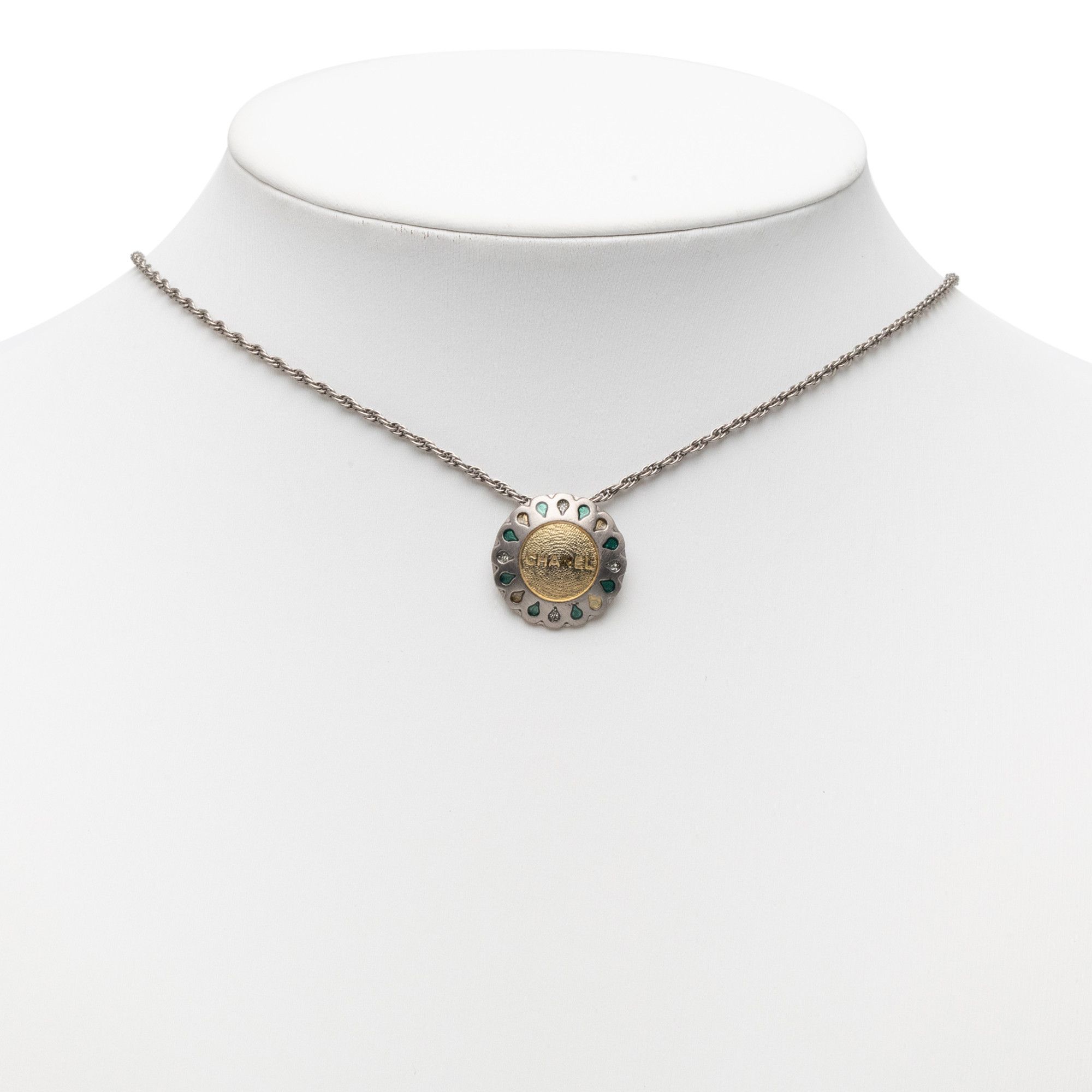 Chanel Chanel Silver Plated Rhinestone Flower Pendant Necklace Size ONE SIZE - 5 Thumbnail