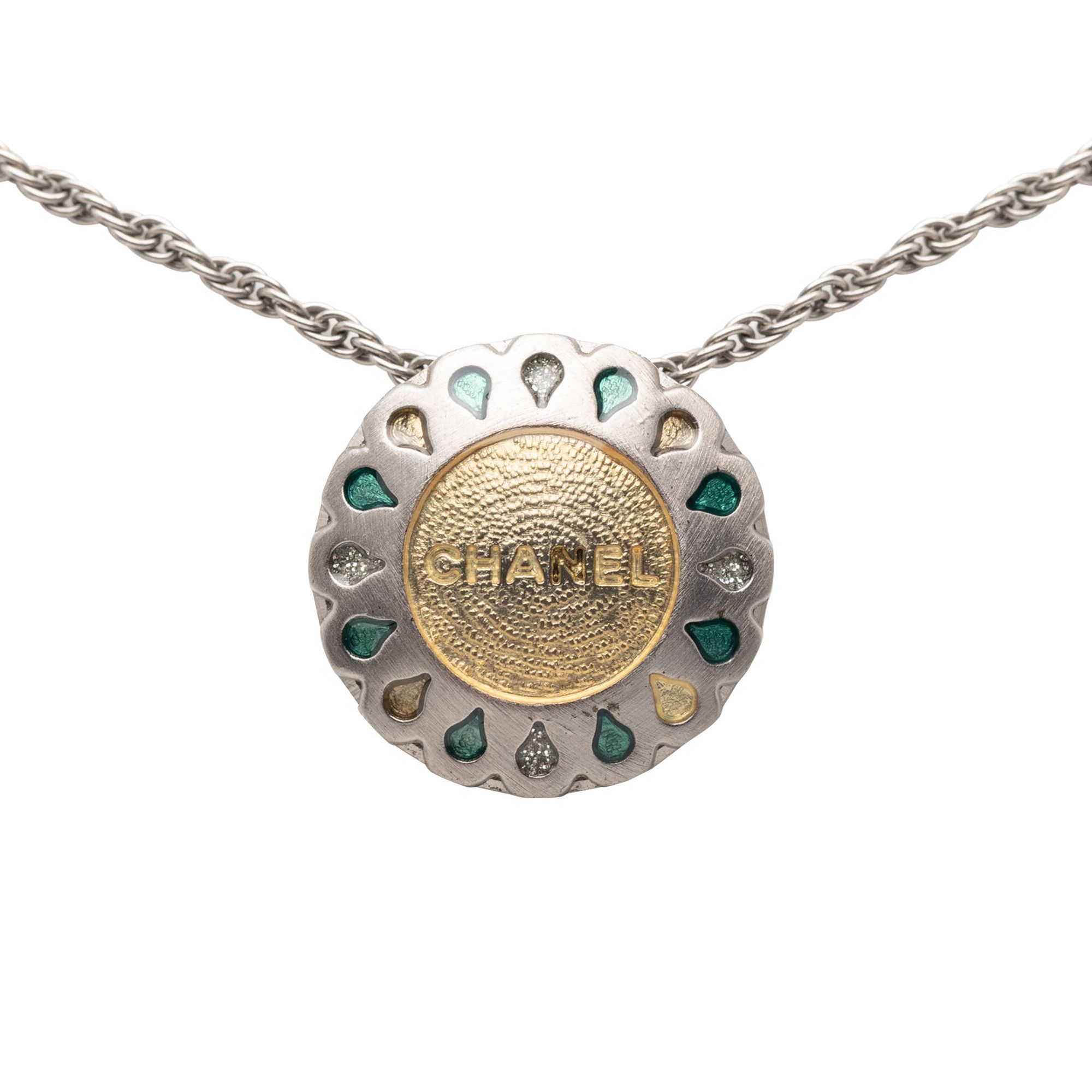 Chanel Chanel Silver Plated Rhinestone Flower Pendant Necklace Size ONE SIZE - 2 Thumbnail