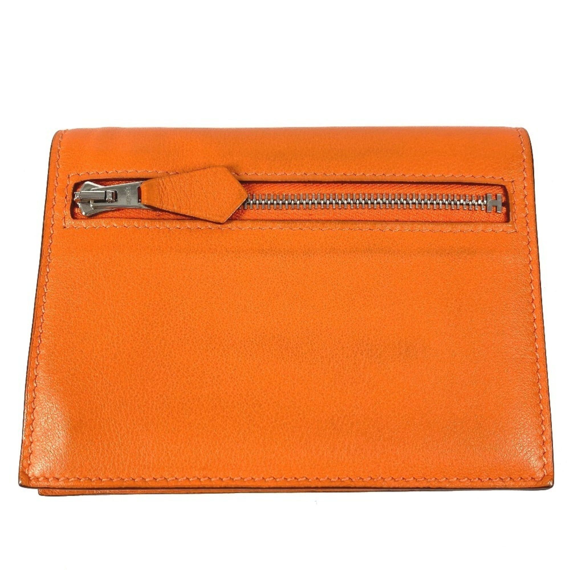 Hermes HERMES Zip Zap Compact Wallet, Bifold Swift, Men's and Women's, Orange Size ONE SIZE - 2 Thumbnail