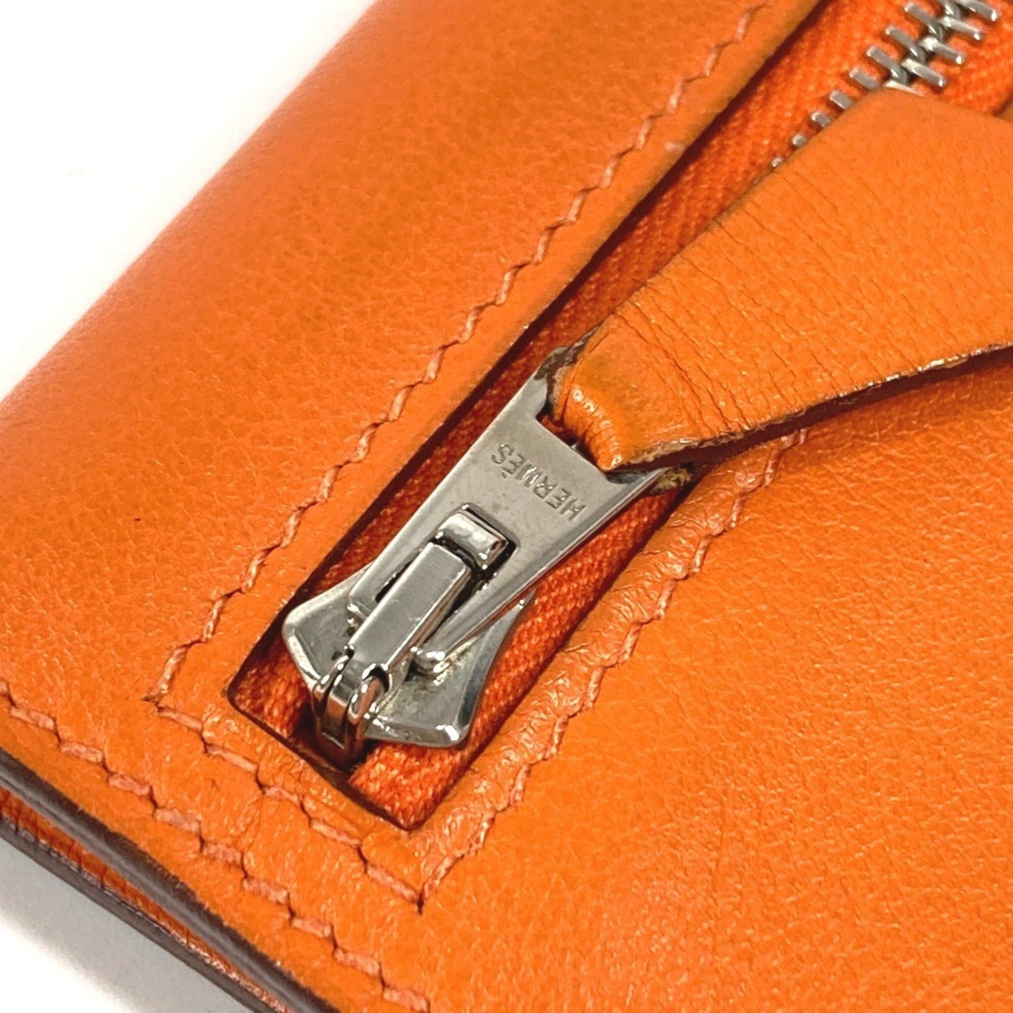 Hermes HERMES Zip Zap Compact Wallet, Bifold Swift, Men's and Women's, Orange Size ONE SIZE - 7 Thumbnail