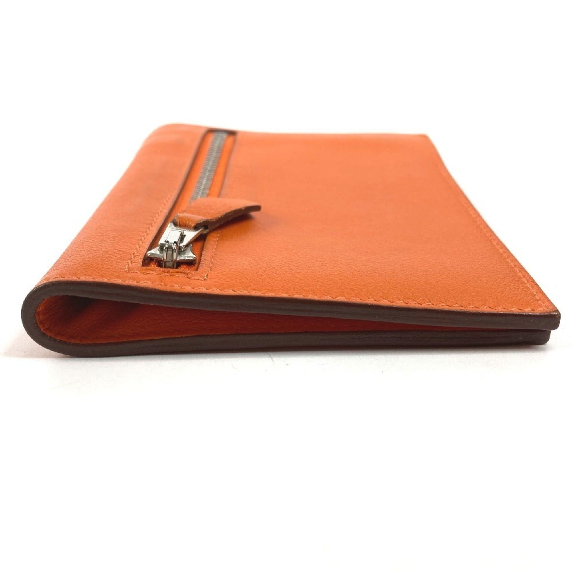 Hermes HERMES Zip Zap Compact Wallet, Bifold Swift, Men's and Women's, Orange Size ONE SIZE - 3 Thumbnail