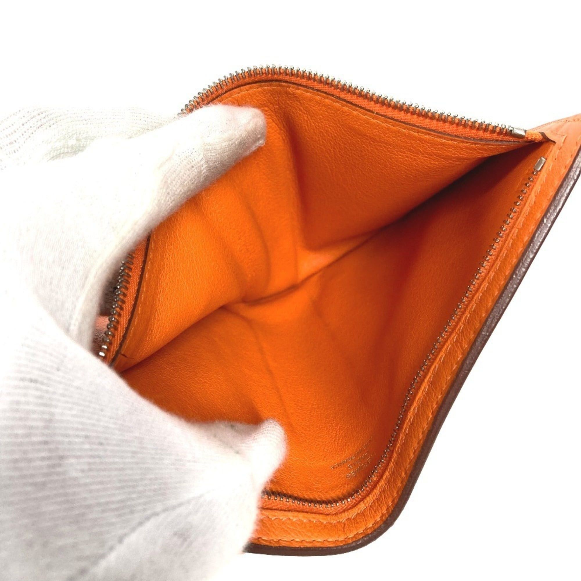 Hermes HERMES Zip Zap Compact Wallet, Bifold Swift, Men's and Women's, Orange Size ONE SIZE - 14 Thumbnail