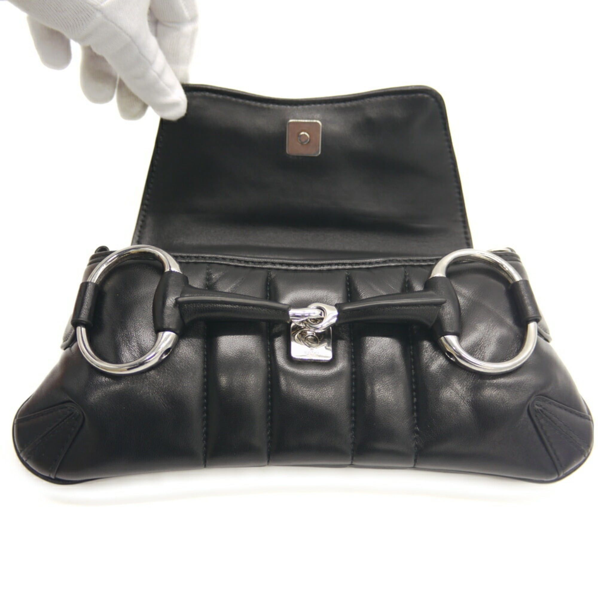 Gucci GUCCI Horsebit Small Chain Shoulder Bag in Quilted Leather, Black, 764339 Size ONE SIZE - 6 Thumbnail
