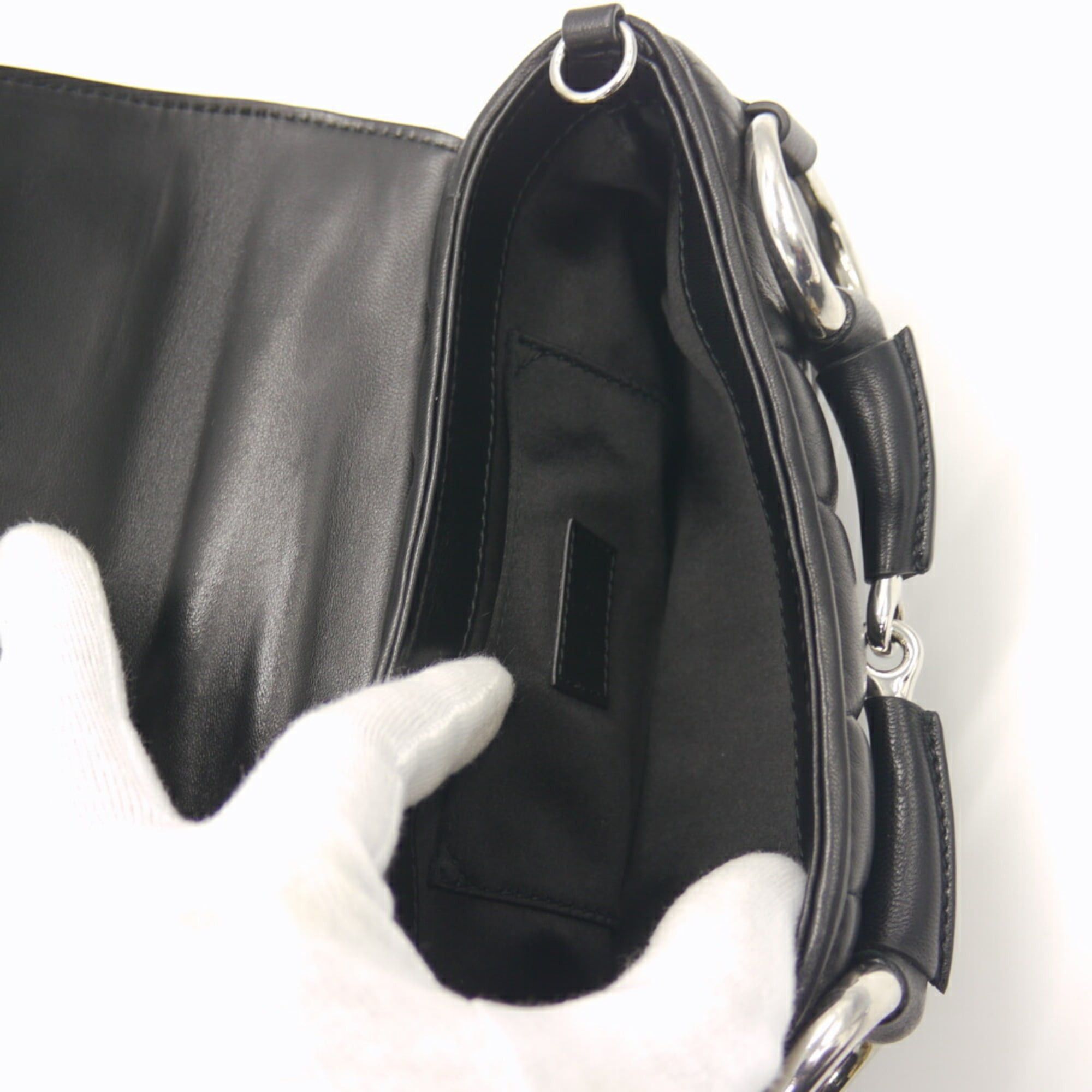 Gucci GUCCI Horsebit Small Chain Shoulder Bag in Quilted Leather, Black, 764339 Size ONE SIZE - 7 Thumbnail