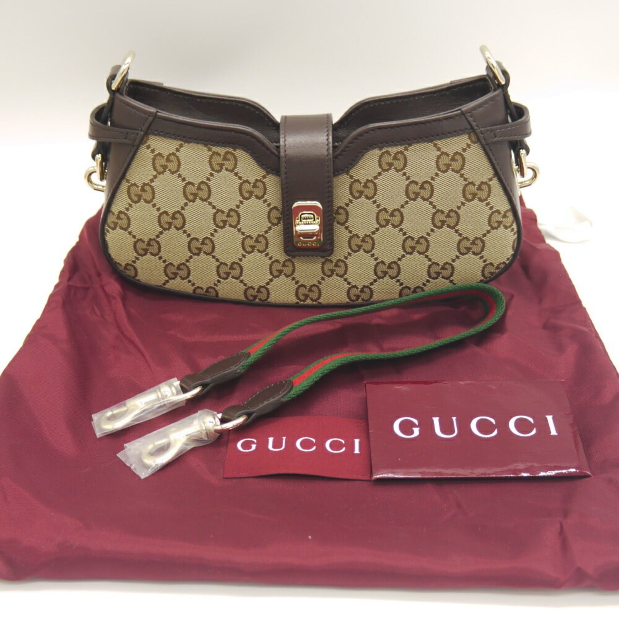 Gucci GUCCI Moonside Mini Shoulder Bag in GG Canvas with Sherry Line, Beige, 786015 525040 Size ONE SIZE - 10 Thumbnail