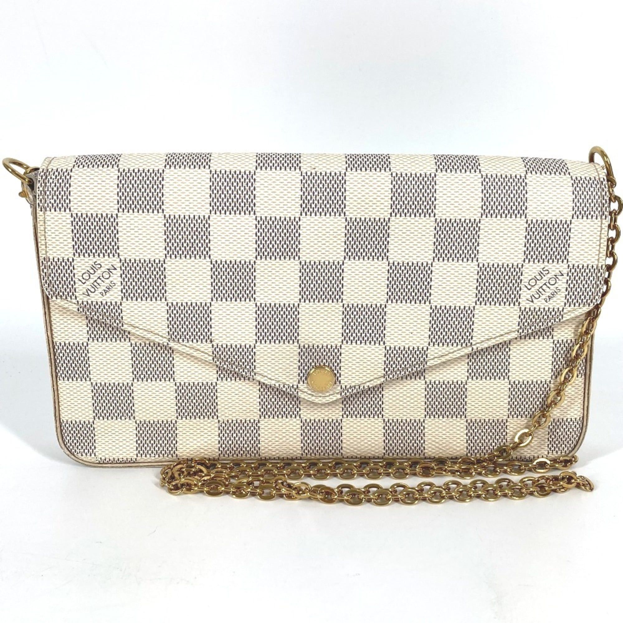 Louis Vuitton LOUIS VUITTON N63106 Damier Azur Pochette Felicie, a card case, wallet, coin purse, chain bag, long and canvas bag in Rose Ballerine pink. Size ONE SIZE - 2 Thumbnail