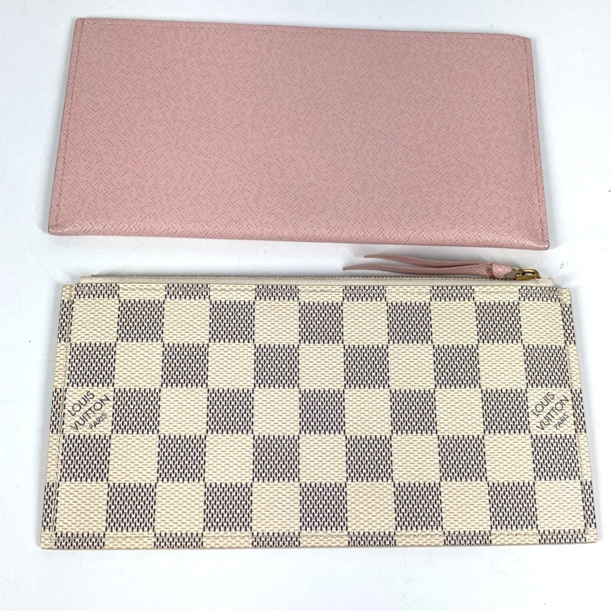 Louis Vuitton LOUIS VUITTON N63106 Damier Azur Pochette Felicie, a card case, wallet, coin purse, chain bag, long and canvas bag in Rose Ballerine pink. Size ONE SIZE - 13 Thumbnail