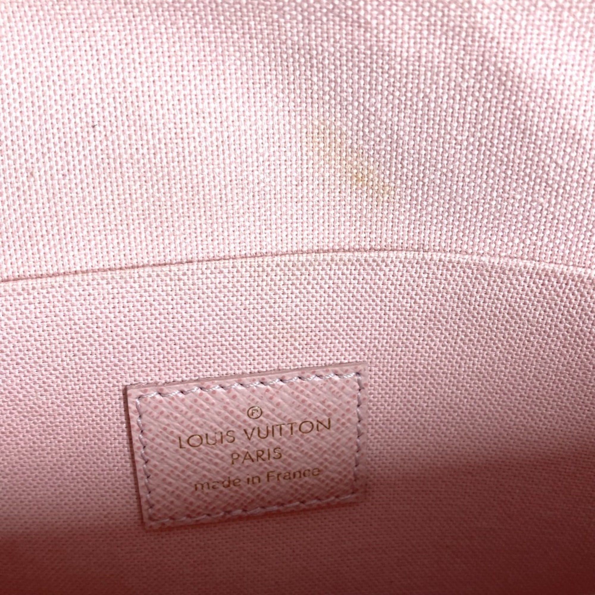 Louis Vuitton LOUIS VUITTON N63106 Damier Azur Pochette Felicie, a card case, wallet, coin purse, chain bag, long and canvas bag in Rose Ballerine pink. Size ONE SIZE - 11 Thumbnail