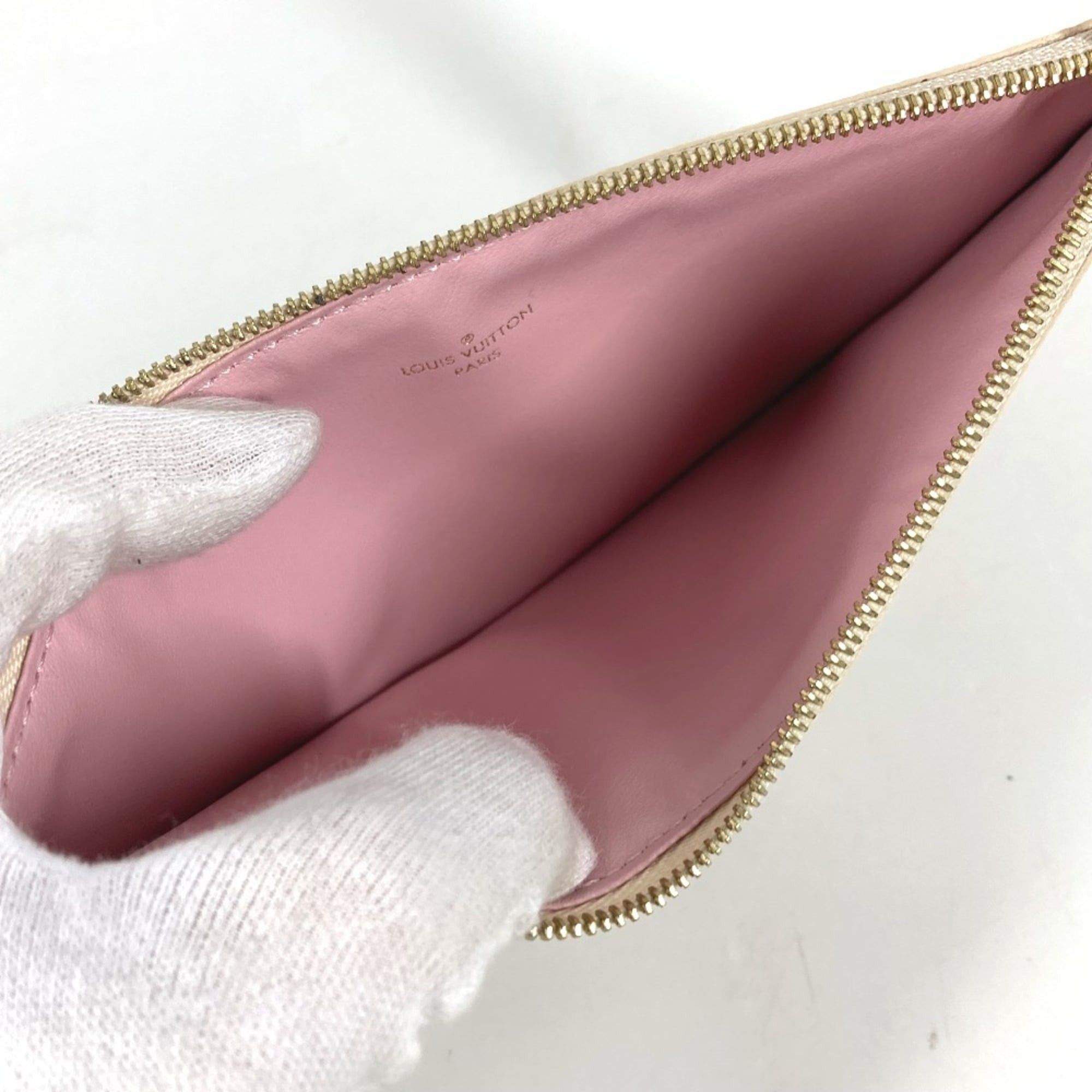 Louis Vuitton LOUIS VUITTON N63106 Damier Azur Pochette Felicie, a card case, wallet, coin purse, chain bag, long and canvas bag in Rose Ballerine pink. Size ONE SIZE - 15 Thumbnail