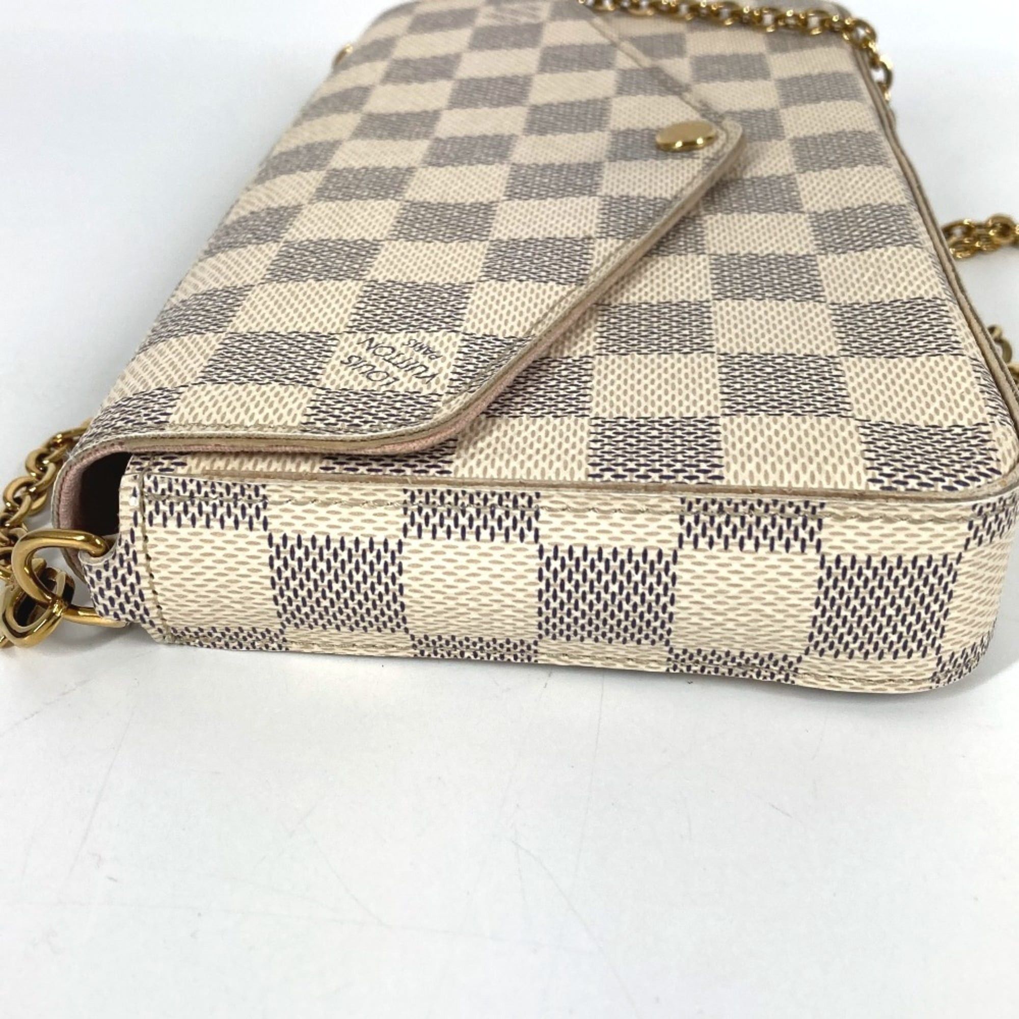 Louis Vuitton LOUIS VUITTON N63106 Damier Azur Pochette Felicie, a card case, wallet, coin purse, chain bag, long and canvas bag in Rose Ballerine pink. Size ONE SIZE - 3 Thumbnail