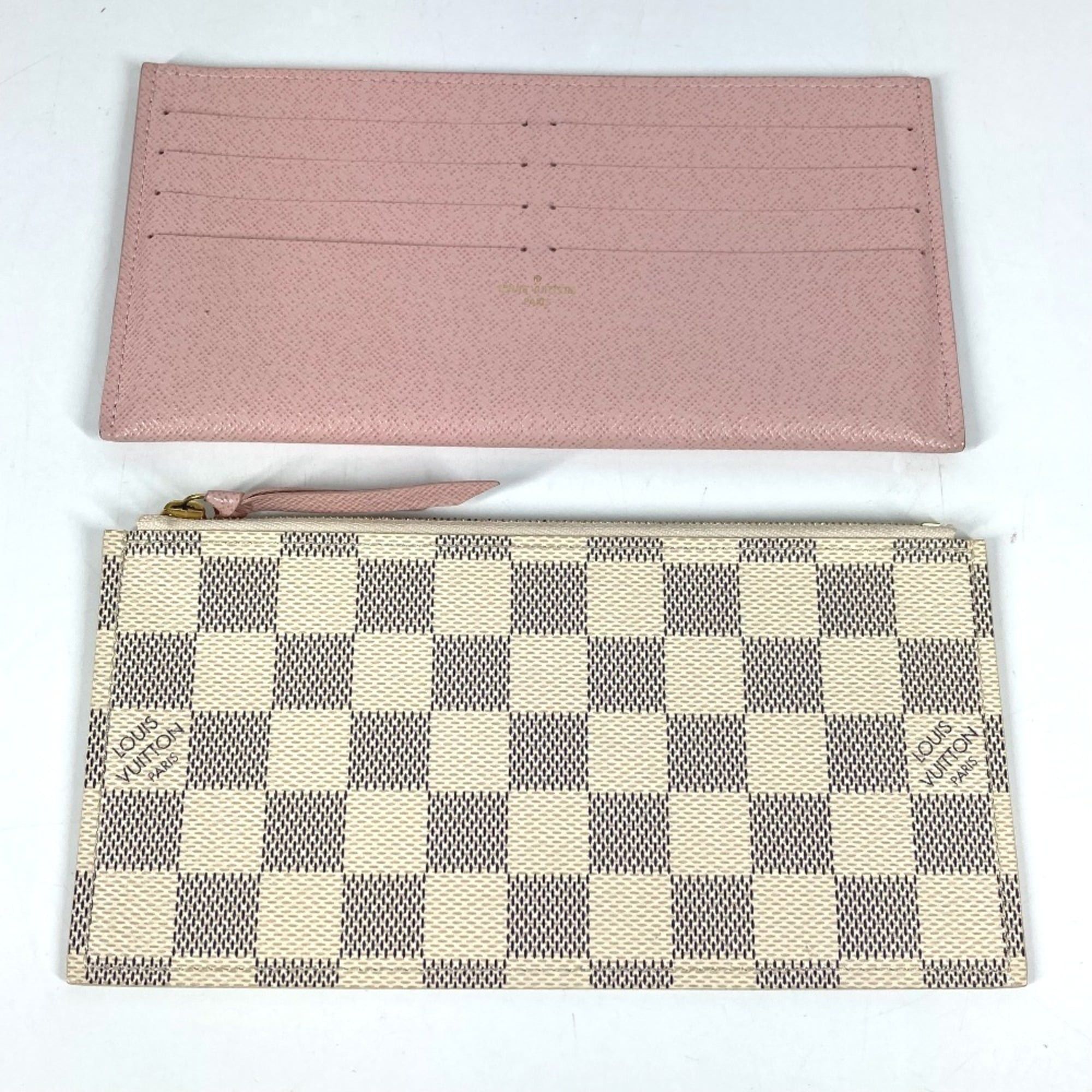 Louis Vuitton LOUIS VUITTON N63106 Damier Azur Pochette Felicie, a card case, wallet, coin purse, chain bag, long and canvas bag in Rose Ballerine pink. Size ONE SIZE - 12 Thumbnail
