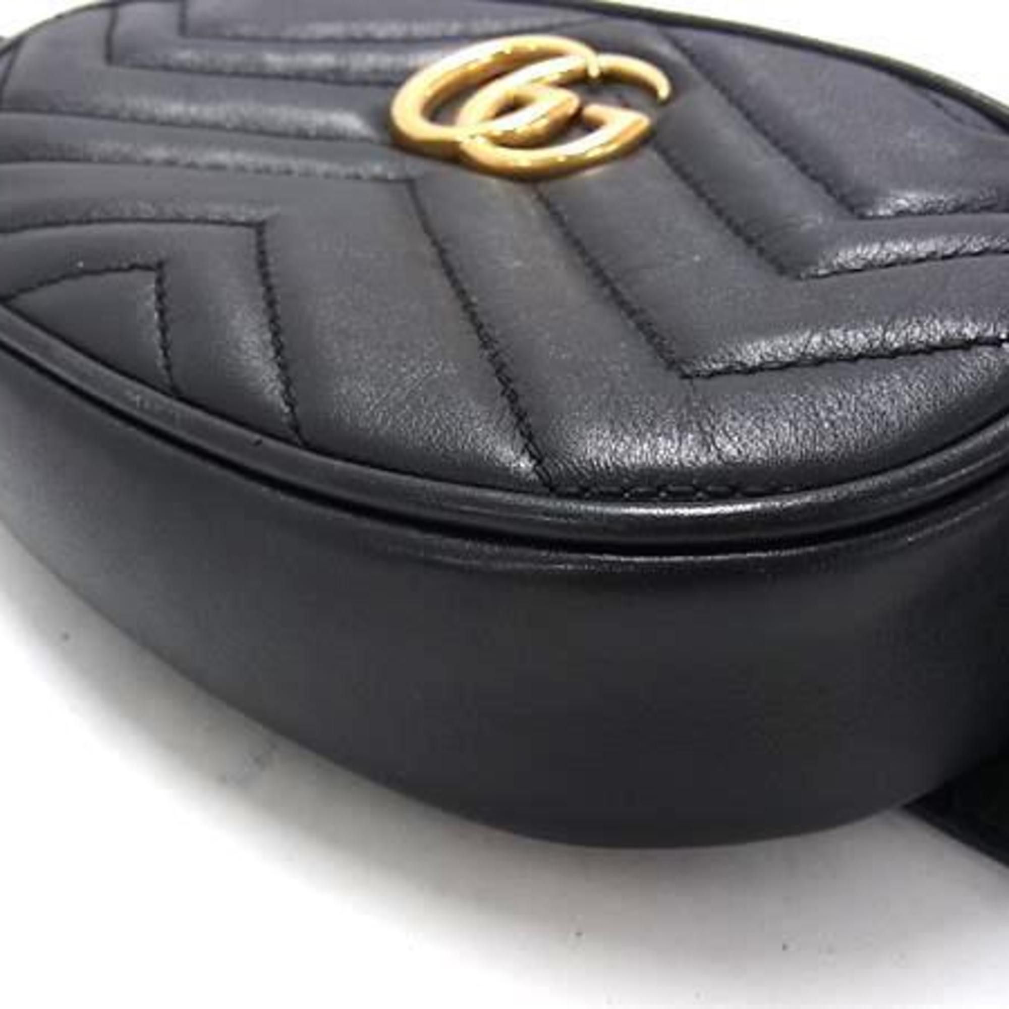 Gucci GUCCI GG Marmont Waist Bag 476484 Black Leather Body for Men and Women Size ONE SIZE - 7 Thumbnail