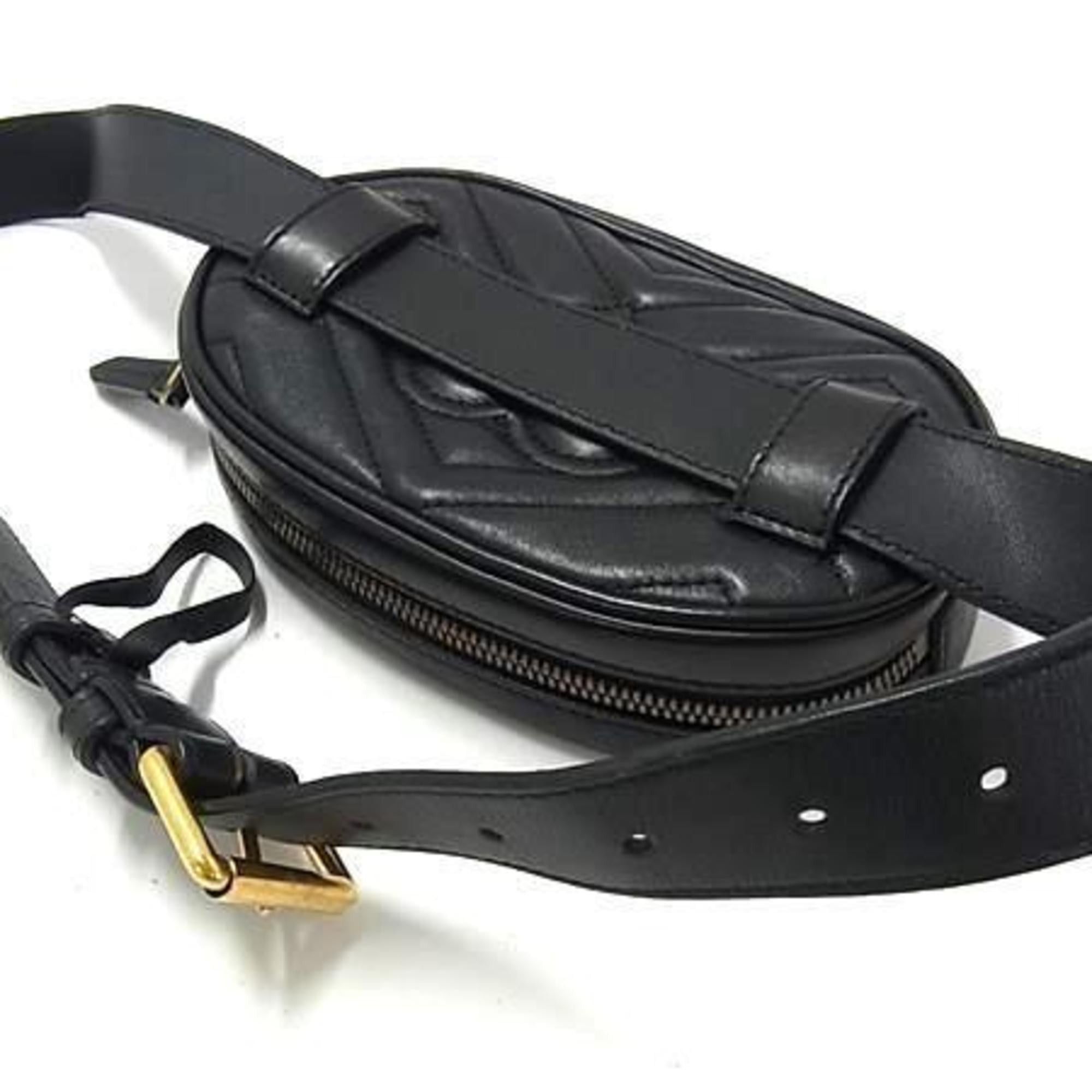 Gucci GUCCI GG Marmont Waist Bag 476484 Black Leather Body for Men and Women Size ONE SIZE - 5 Thumbnail