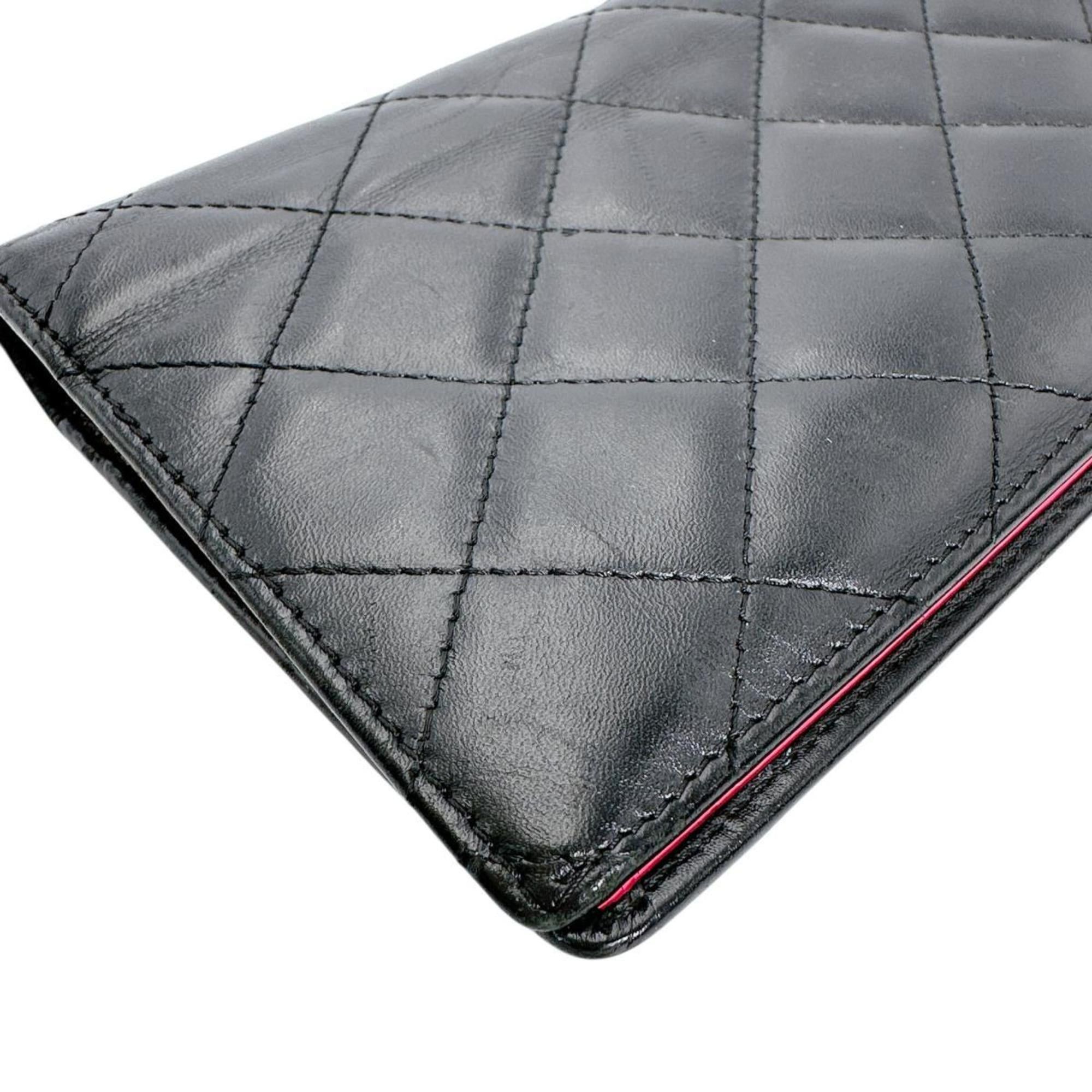 Chanel CHANEL Cambon Matelasse Coco Mark Leather Bifold Wallet in Black Size ONE SIZE - 6 Thumbnail