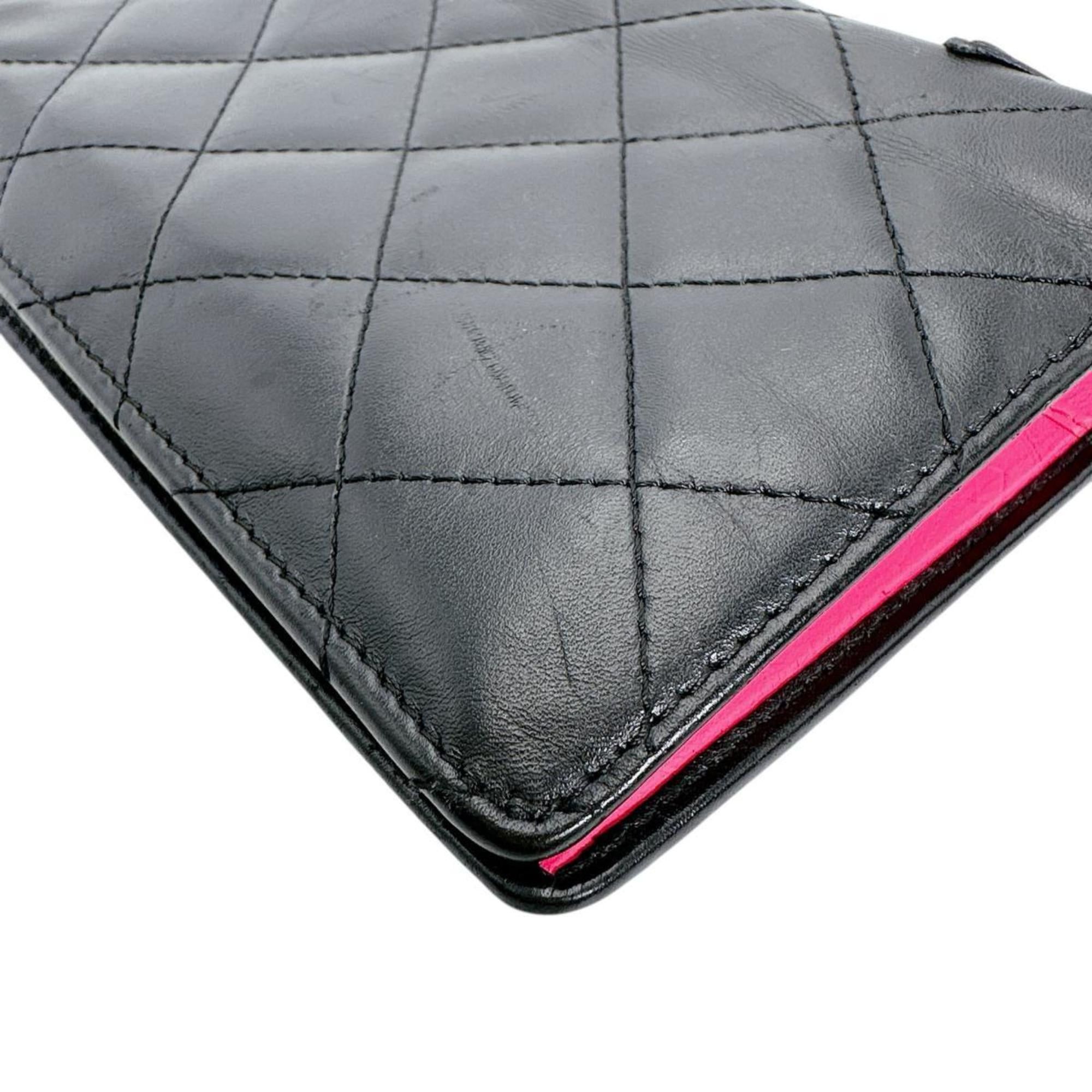 Chanel CHANEL Cambon Matelasse Coco Mark Leather Bifold Wallet in Black Size ONE SIZE - 5 Thumbnail