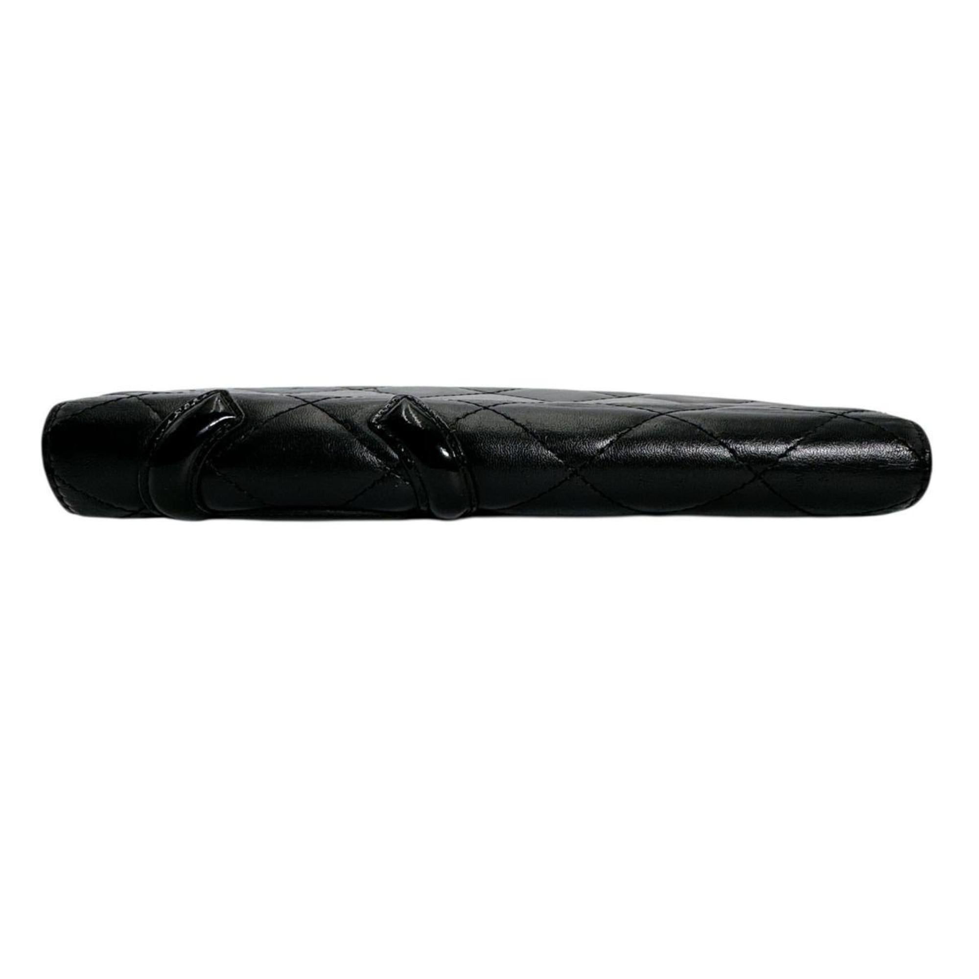 Chanel CHANEL Cambon Matelasse Coco Mark Leather Bifold Wallet in Black Size ONE SIZE - 4 Thumbnail