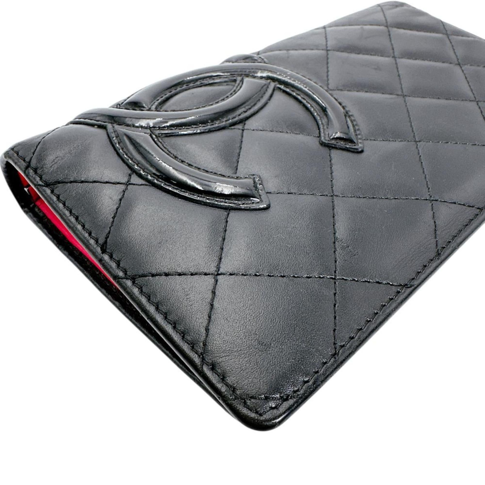 Chanel CHANEL Cambon Matelasse Coco Mark Leather Bifold Wallet in Black Size ONE SIZE - 8 Thumbnail