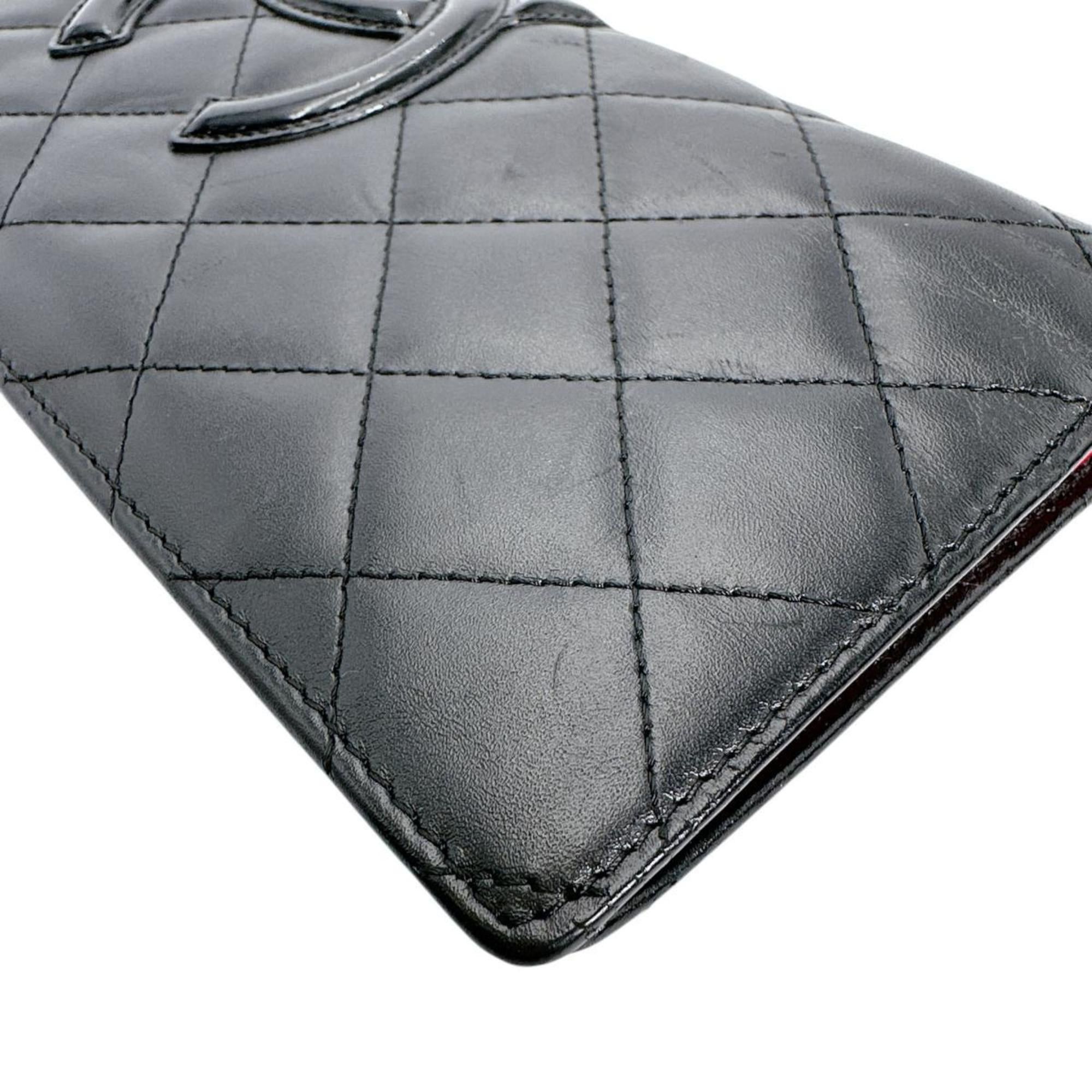 Chanel CHANEL Cambon Matelasse Coco Mark Leather Bifold Wallet in Black Size ONE SIZE - 7 Thumbnail