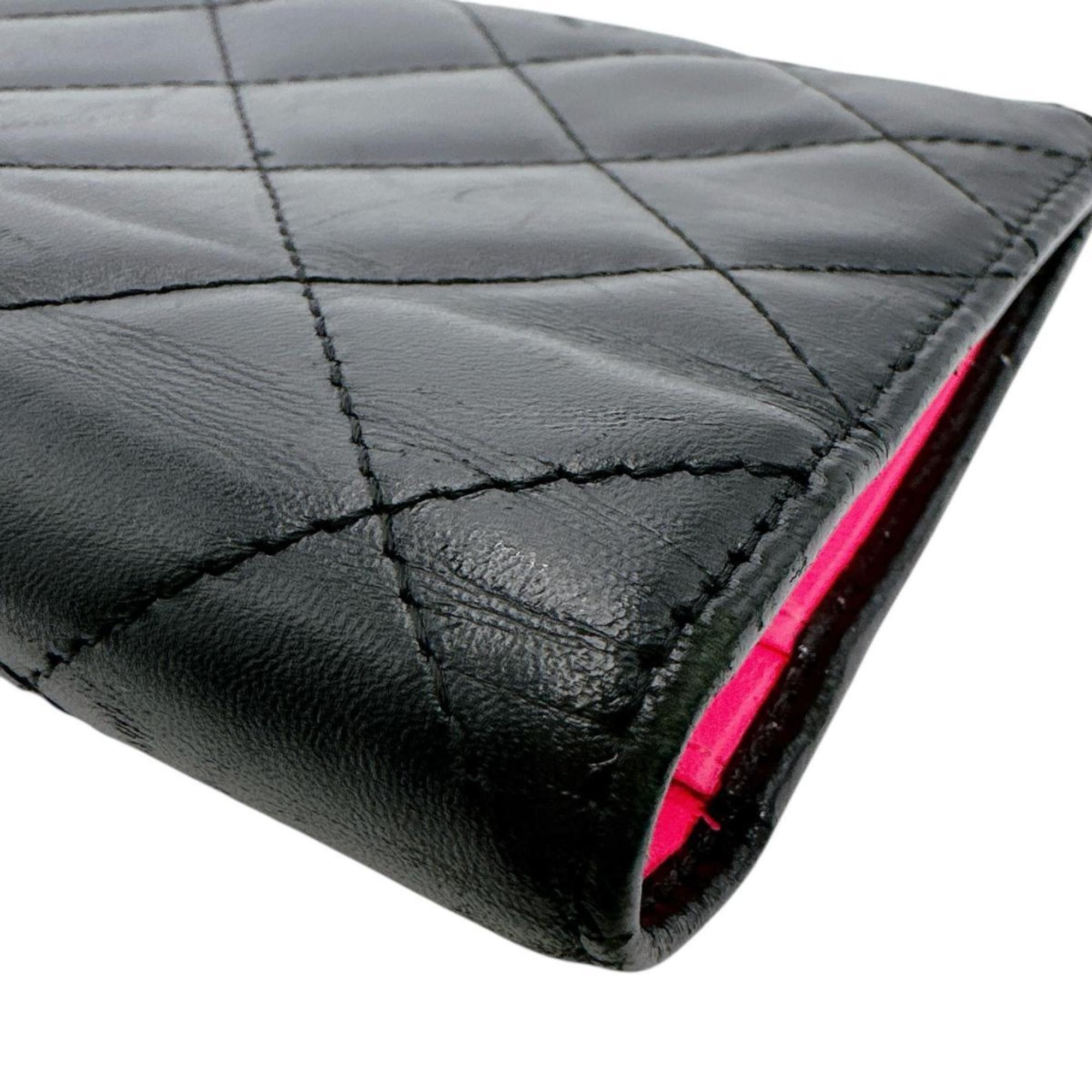 Chanel CHANEL Cambon Matelasse Coco Mark Leather Bifold Wallet in Black Size ONE SIZE - 9 Thumbnail