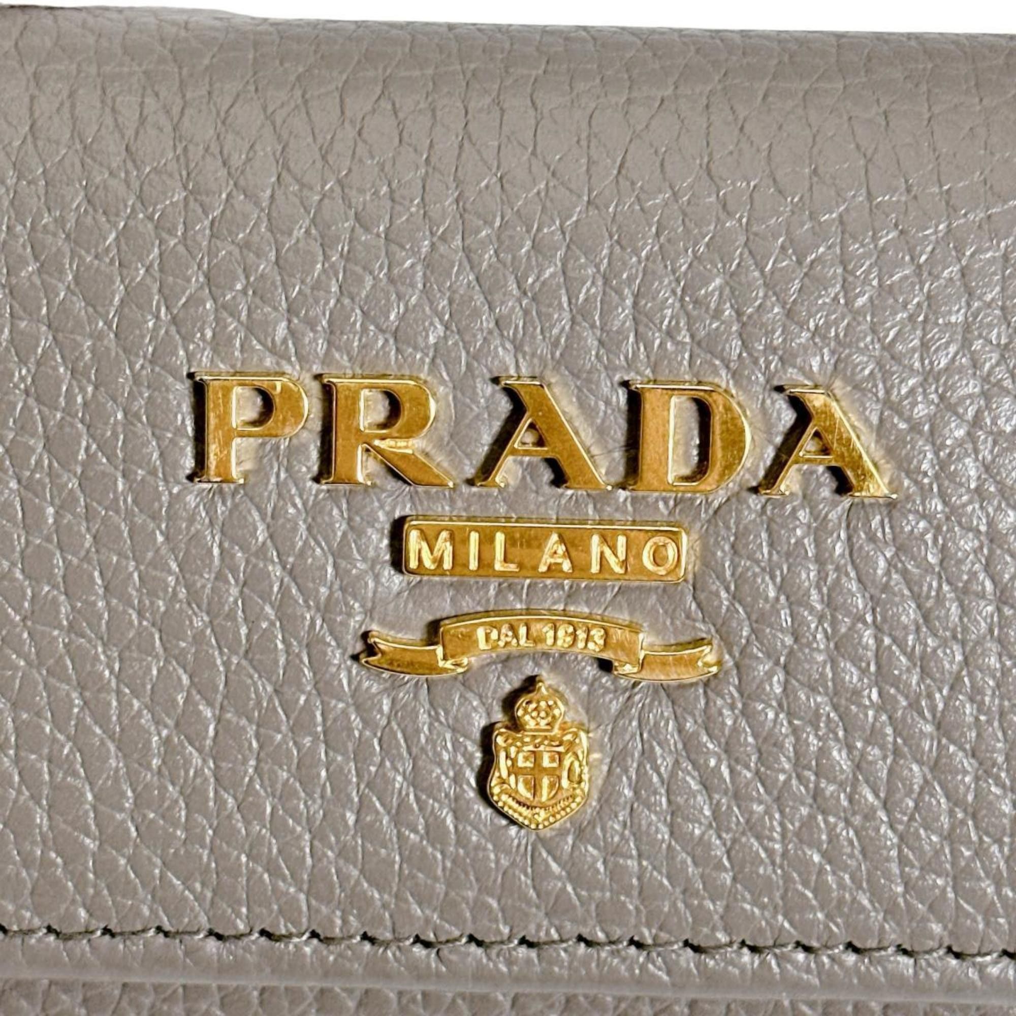 Prada Prada 6-Key Key Case, Vitello Grain Leather and Saffiano Leather, 1PG222, Greige Size ONE SIZE - 9 Thumbnail