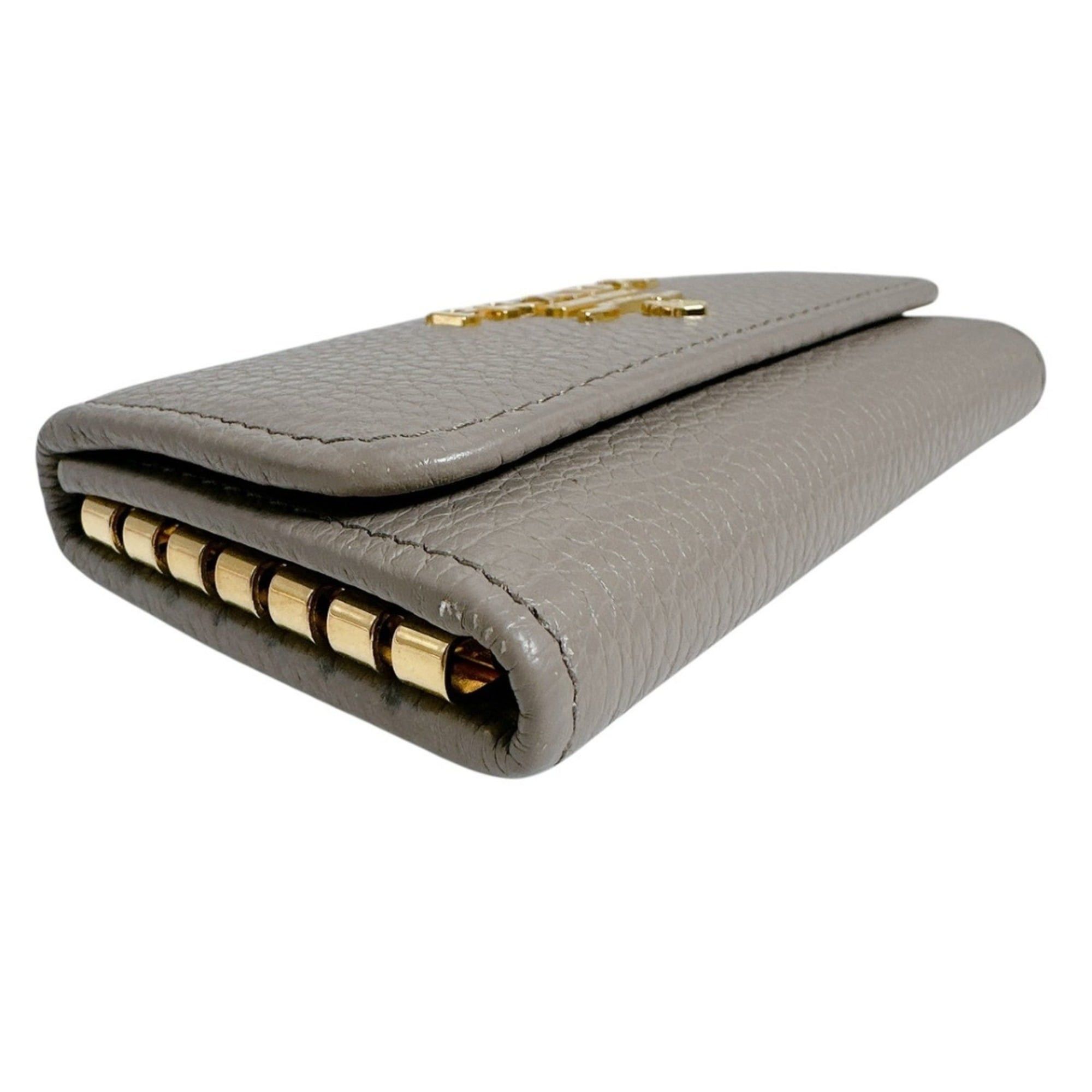 Prada Prada 6-Key Key Case, Vitello Grain Leather and Saffiano Leather, 1PG222, Greige Size ONE SIZE - 8 Thumbnail