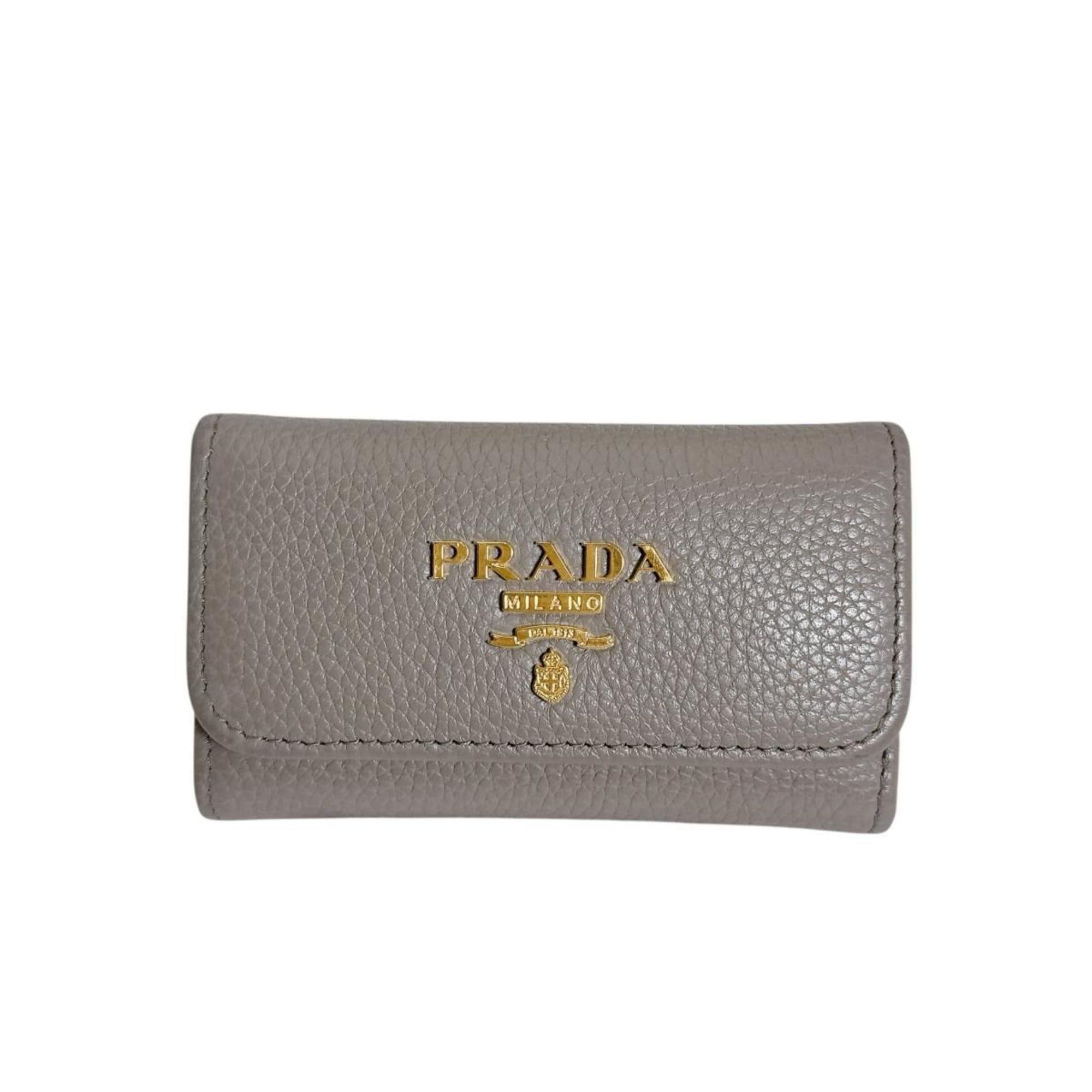 Prada Prada 6-Key Key Case, Vitello Grain Leather and Saffiano Leather, 1PG222, Greige Size ONE SIZE - 2 Thumbnail