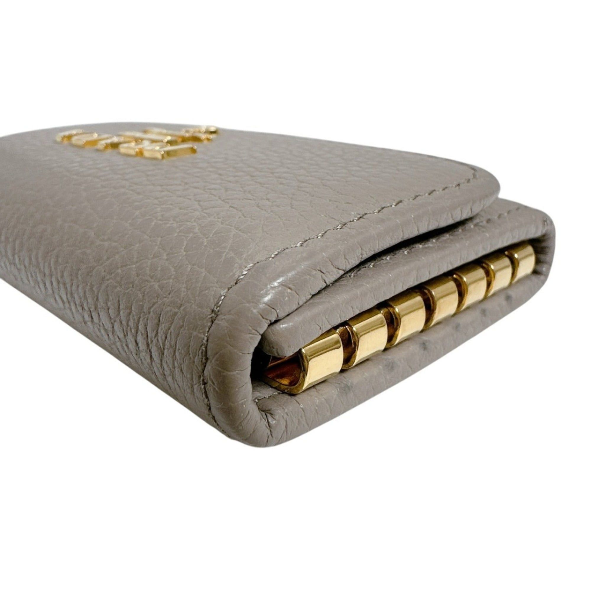 Prada Prada 6-Key Key Case, Vitello Grain Leather and Saffiano Leather, 1PG222, Greige Size ONE SIZE - 5 Thumbnail