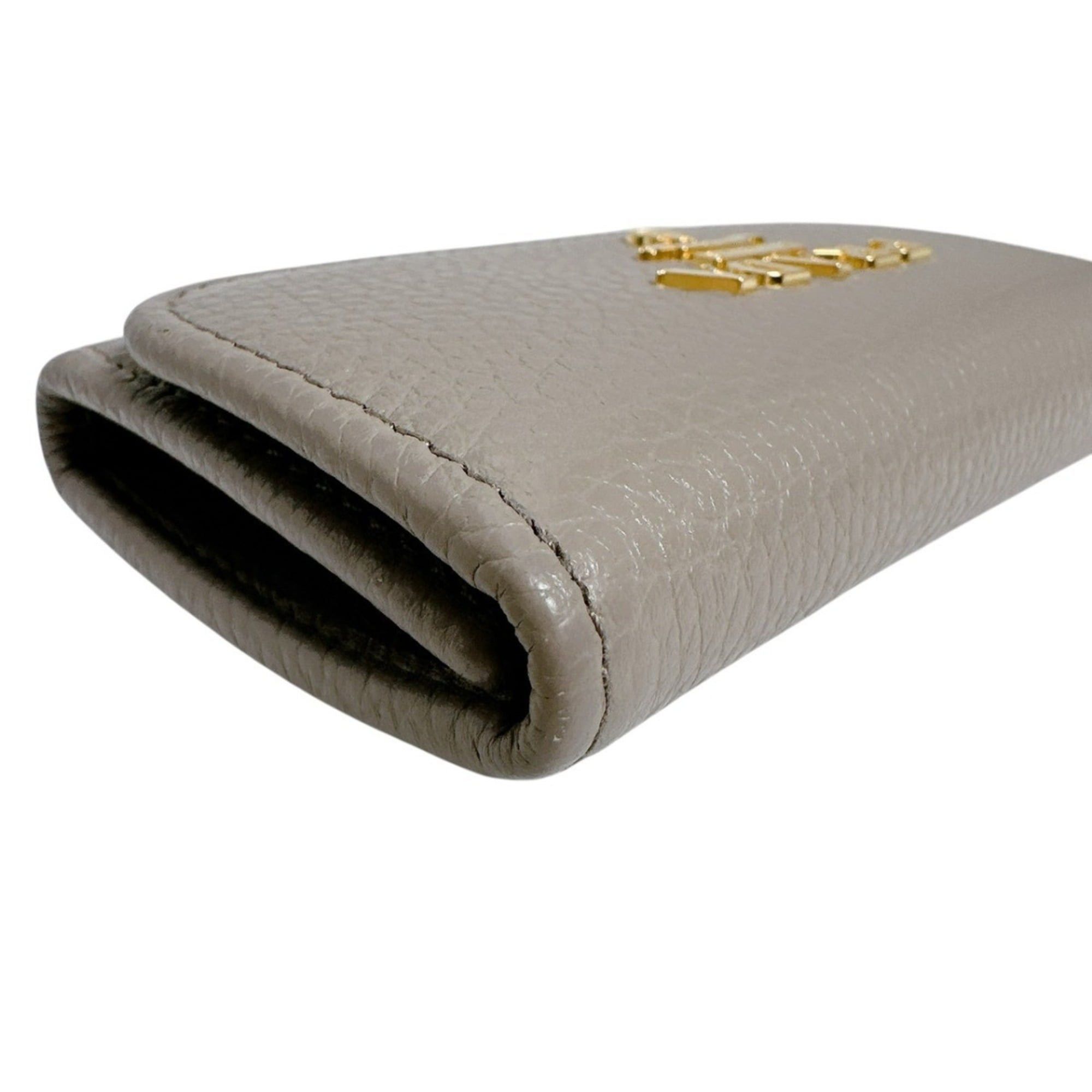 Prada Prada 6-Key Key Case, Vitello Grain Leather and Saffiano Leather, 1PG222, Greige Size ONE SIZE - 6 Thumbnail