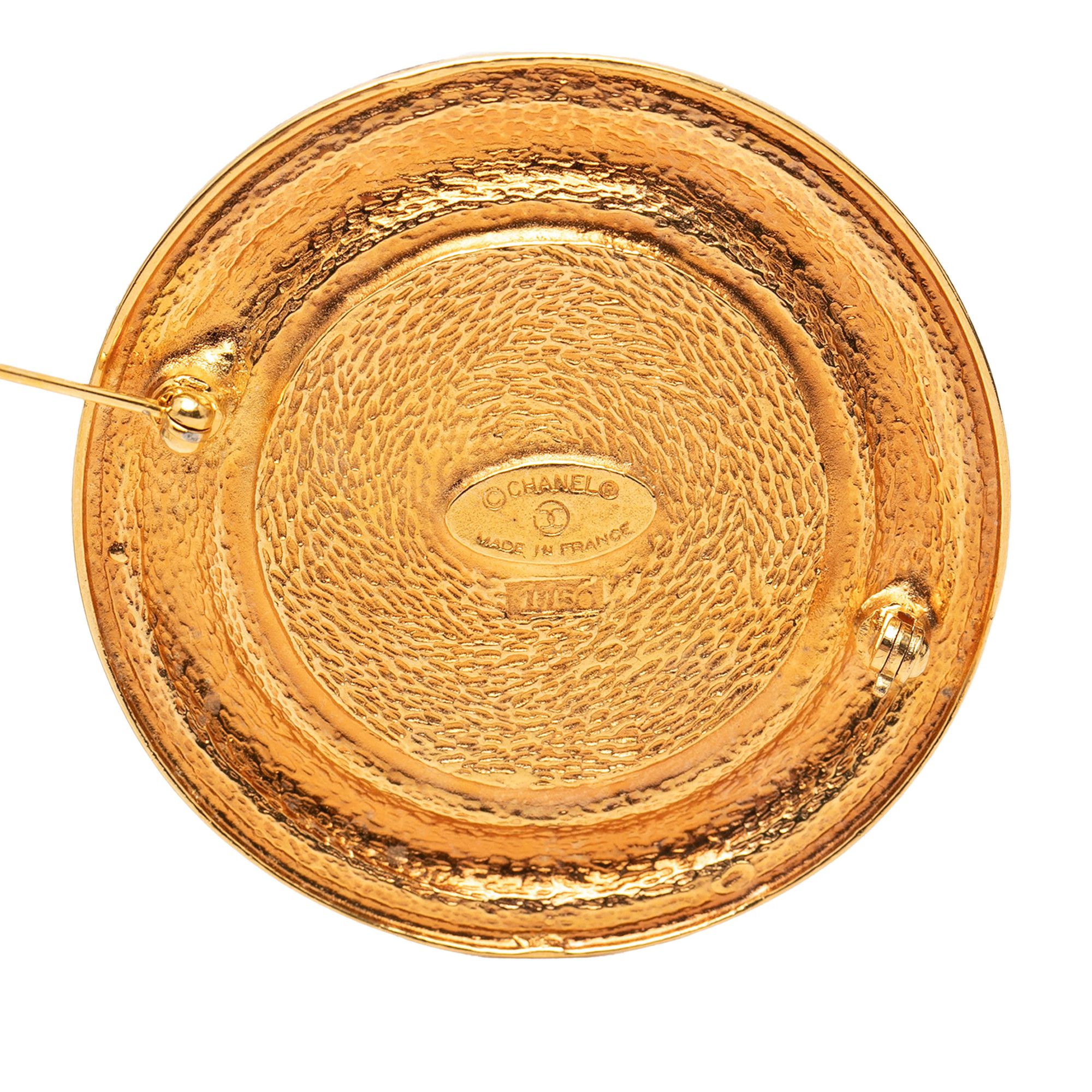 Chanel Chanel Gold Plated 31 Rue Cambon Round Brooch Size ONE SIZE - 3 Thumbnail