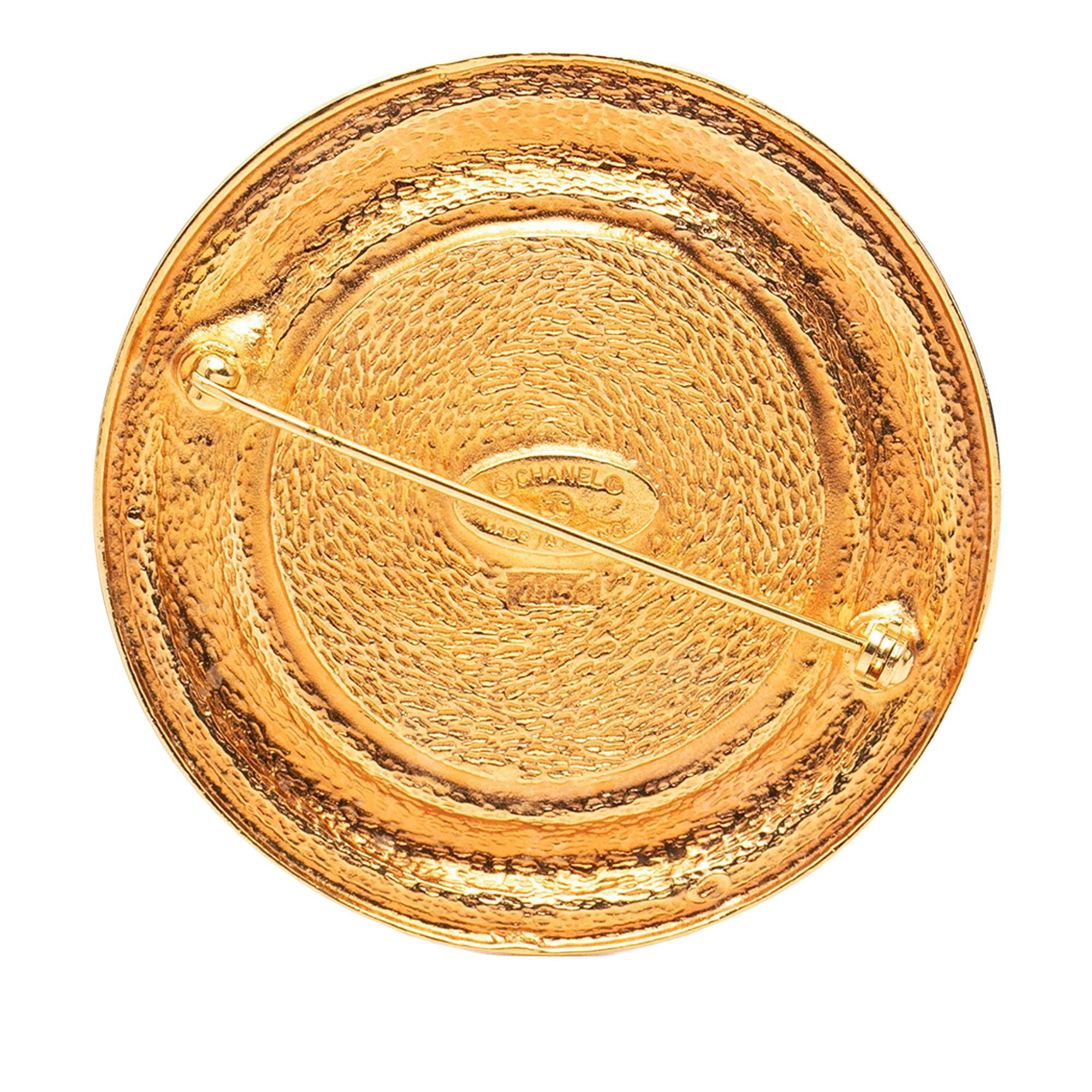 Chanel Chanel Gold Plated 31 Rue Cambon Round Brooch Size ONE SIZE - 2 Thumbnail