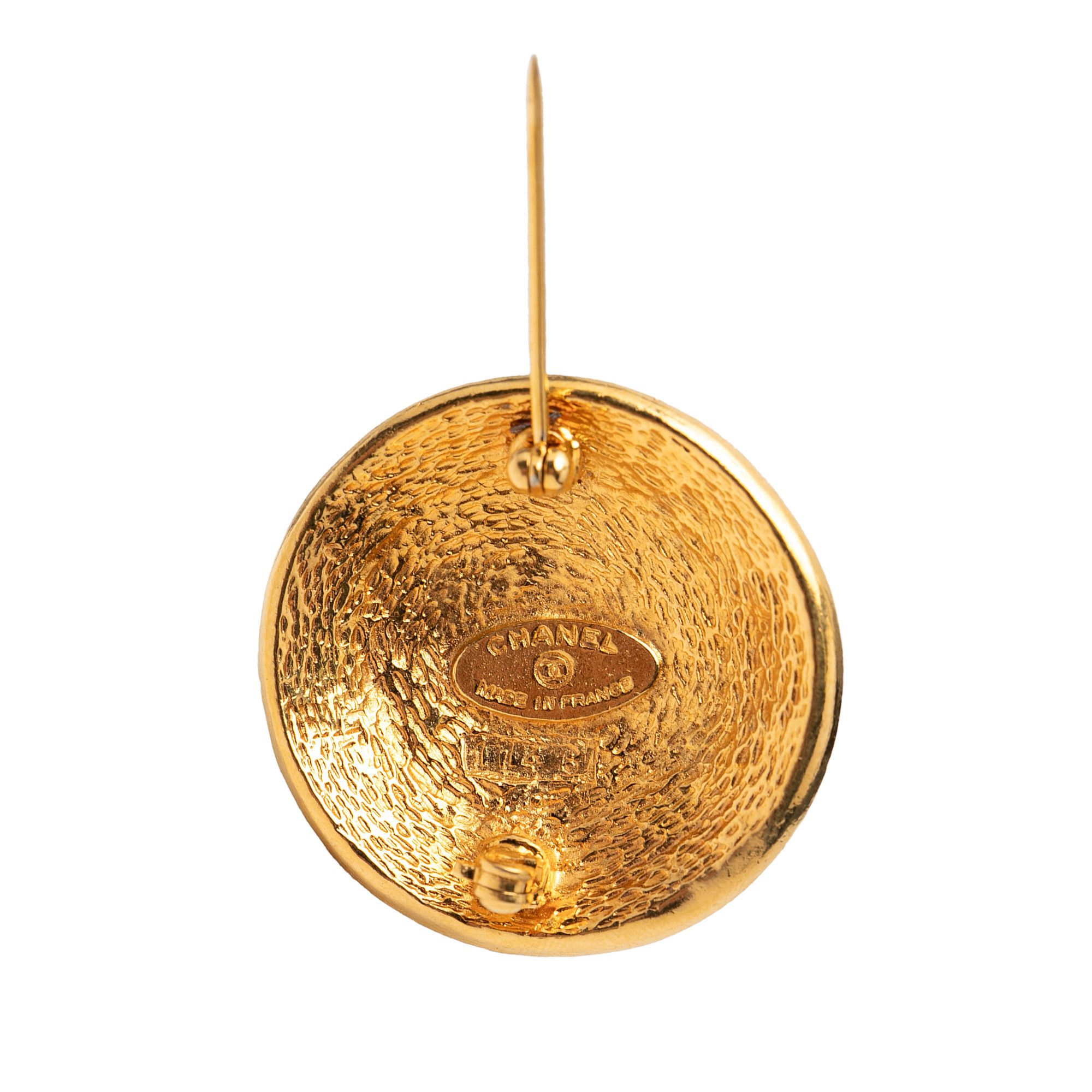 Chanel Chanel Gold Plated 31 Rue Cambon Round Brooch Size ONE SIZE - 3 Thumbnail