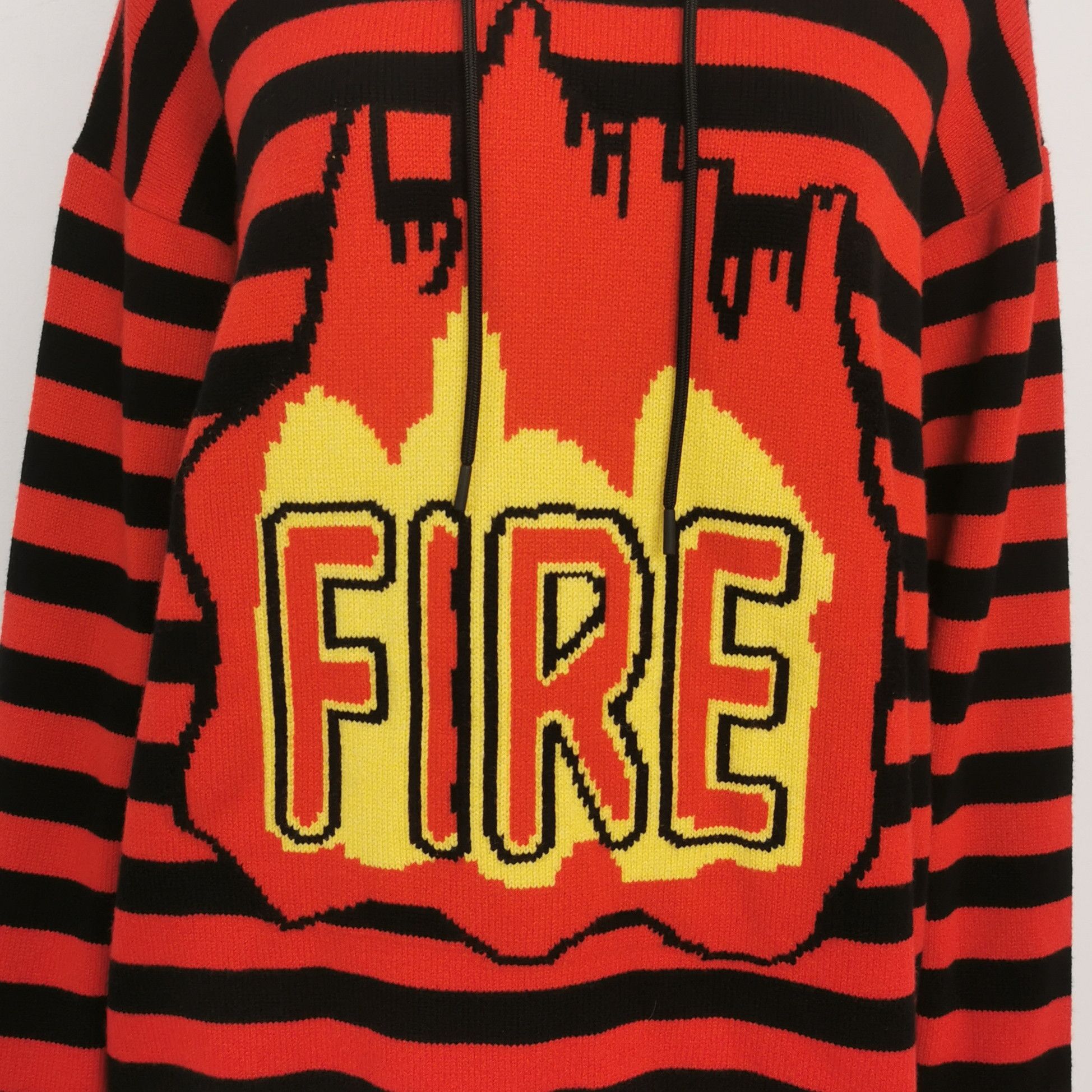 Moncler Red & Black Striped Fire Graphic Hooded Sweater Size XL / US 12-14 / IT 48-50 - 6 Thumbnail