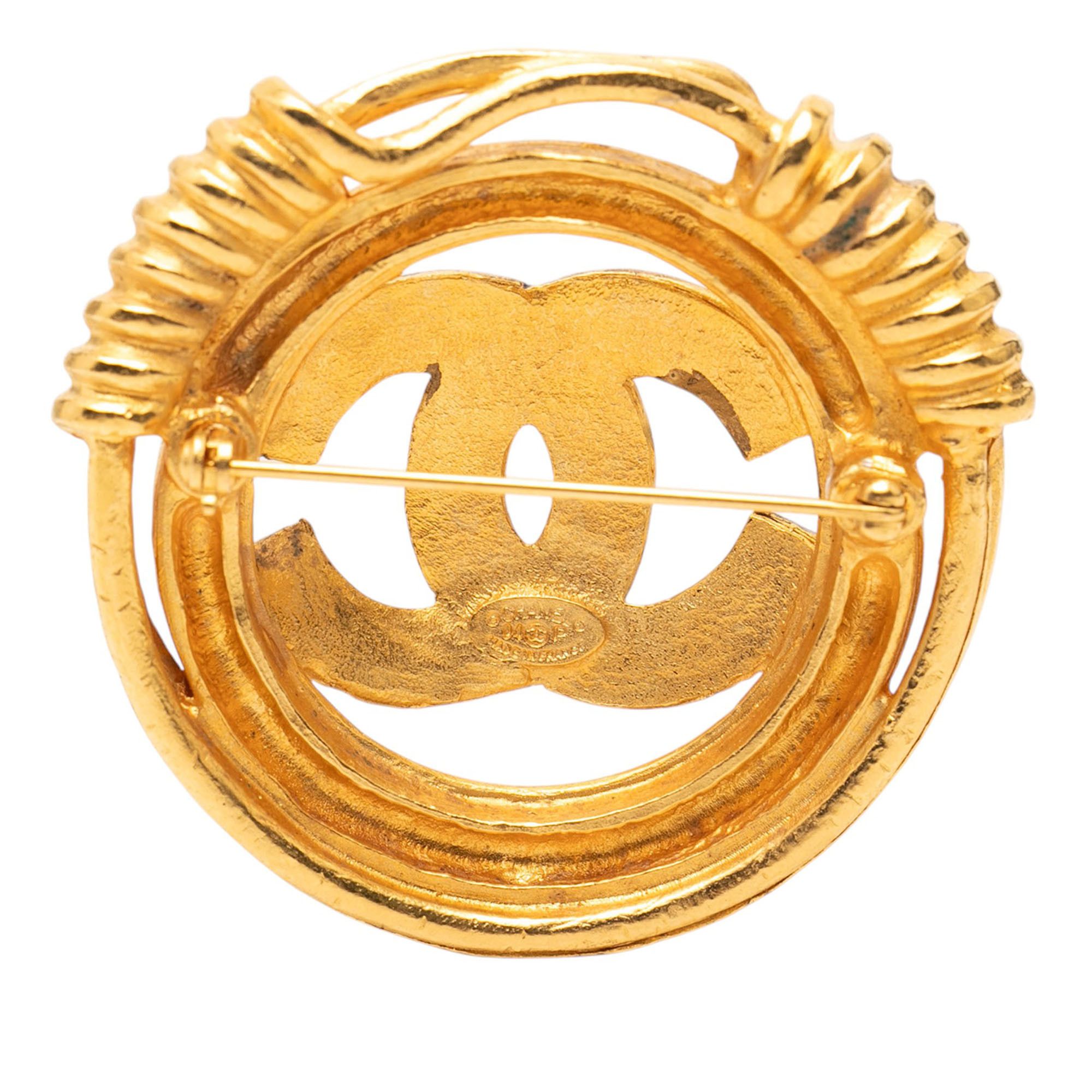 Chanel Chanel Gold Plated CC Spring Round Brooch Size ONE SIZE - 2 Thumbnail