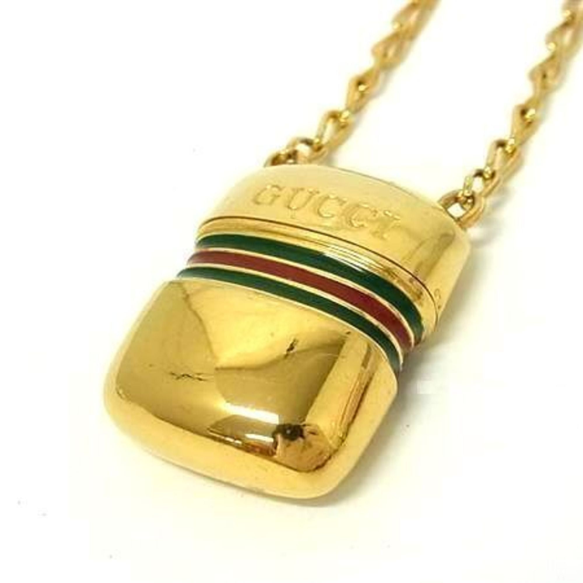 Gucci GUCCI Old Gucci Shelly Line Metal Gold Necklace for Men and Women, Pill Case Size ONE SIZE - 3 Thumbnail