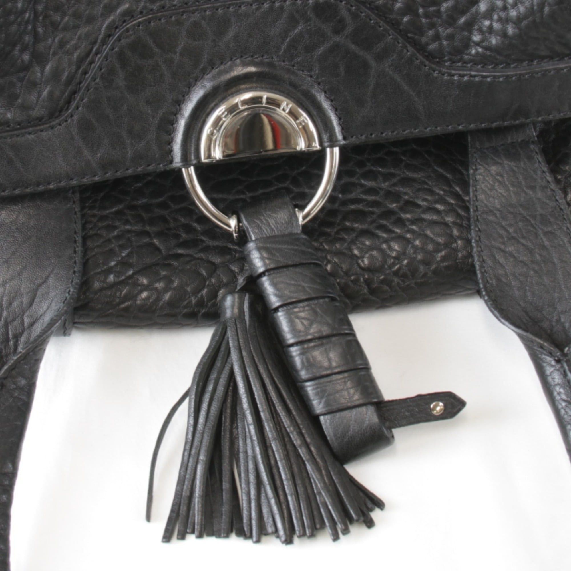 Celine CELINE Tassel Tote Bag in Black Leather for Women Size ONE SIZE - 7 Thumbnail