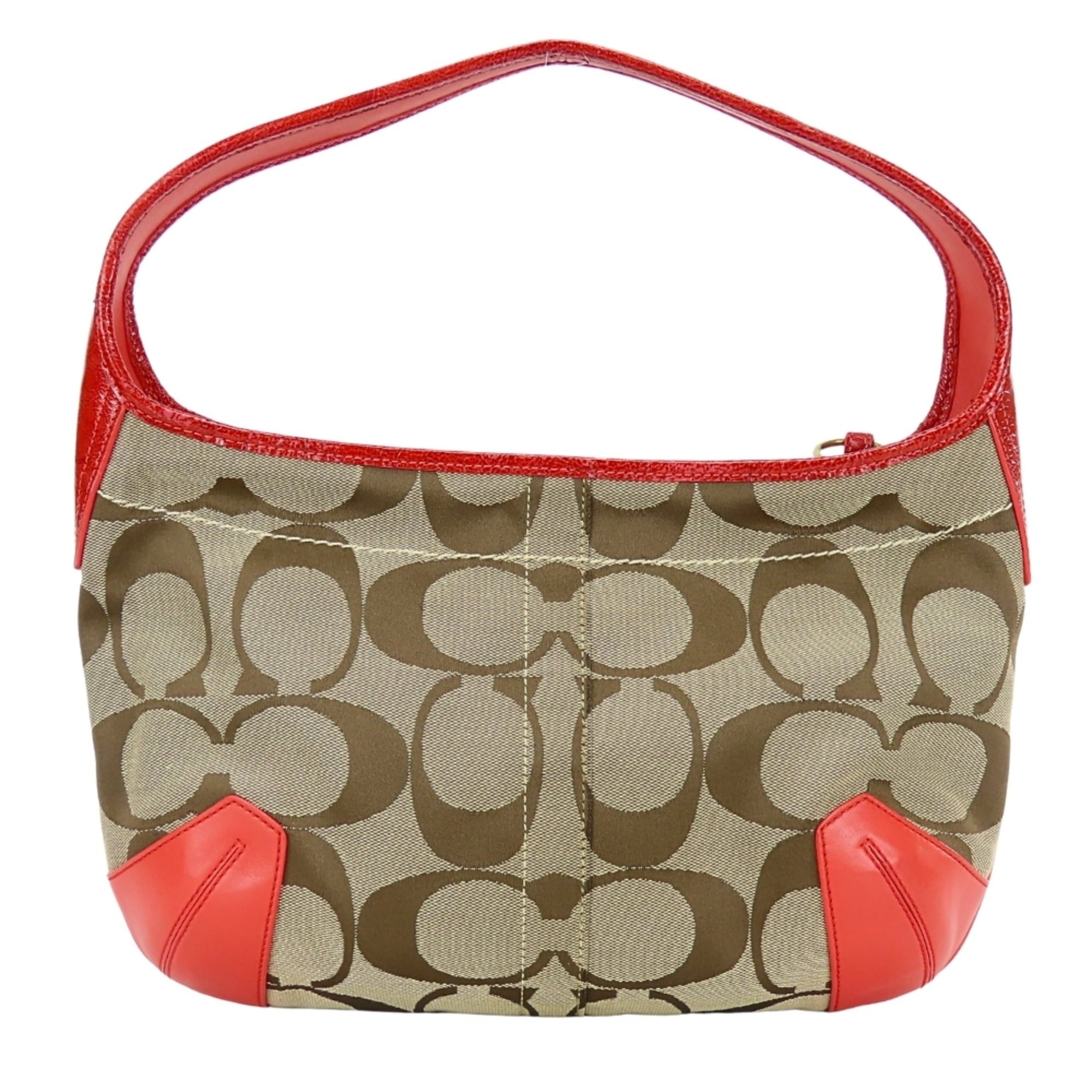 Coach Coach 11600 Signature Canvas and Leather Shoulder Bag in Beige, Pink, Red. Women's. Size ONE SIZE - 4 Thumbnail