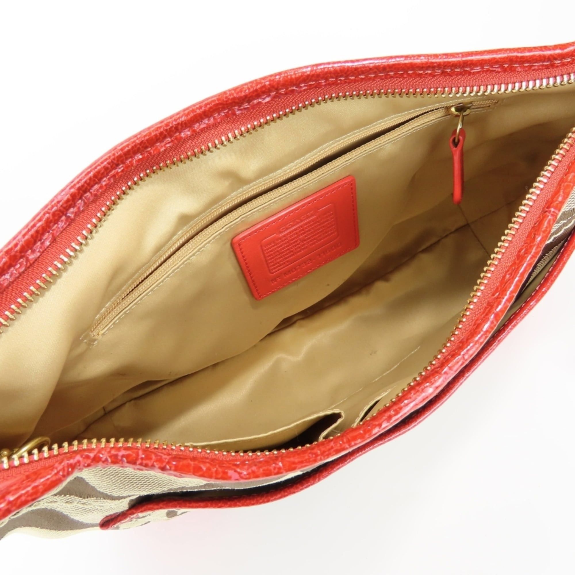 Coach Coach 11600 Signature Canvas and Leather Shoulder Bag in Beige, Pink, Red. Women's. Size ONE SIZE - 19 Thumbnail