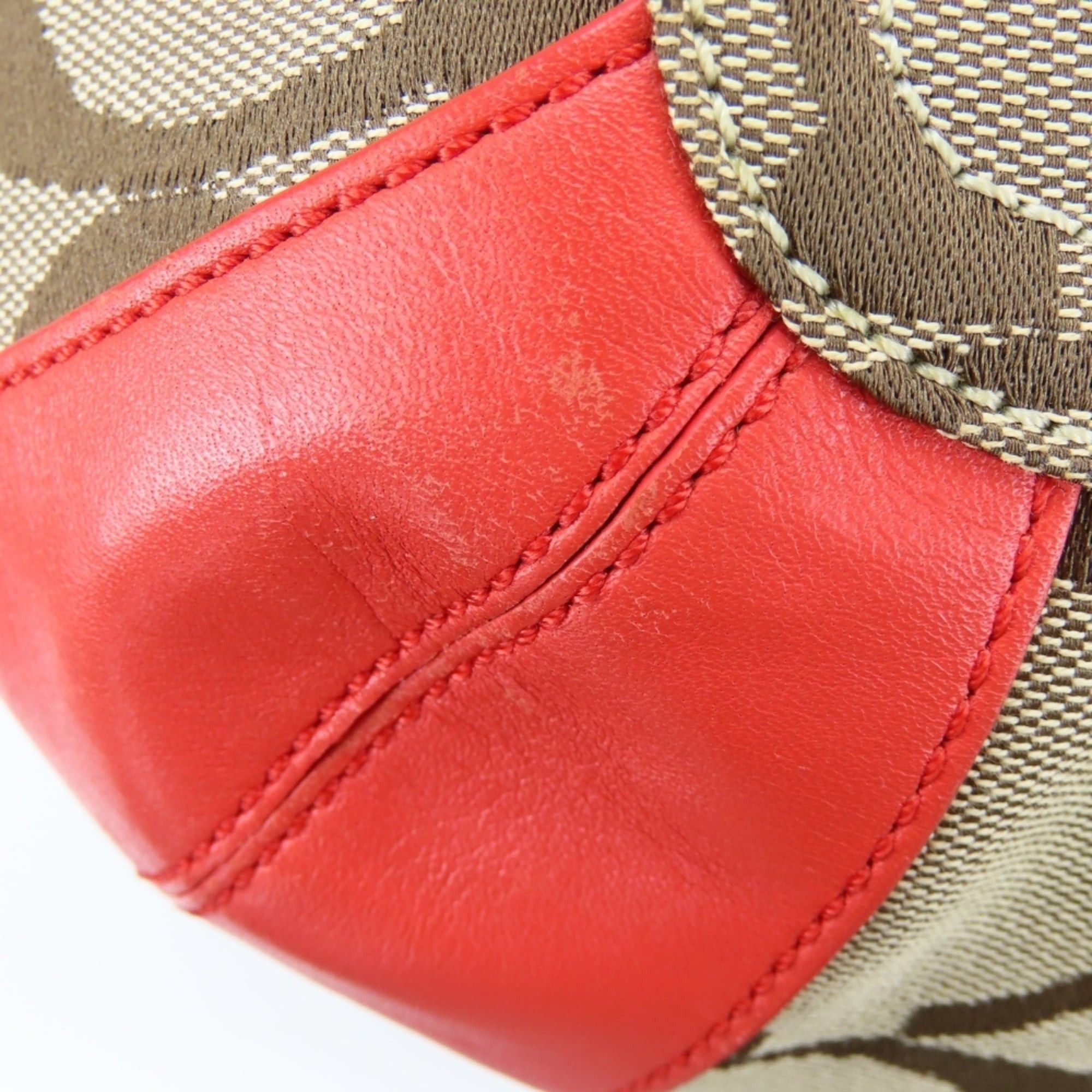 Coach Coach 11600 Signature Canvas and Leather Shoulder Bag in Beige, Pink, Red. Women's. Size ONE SIZE - 9 Thumbnail