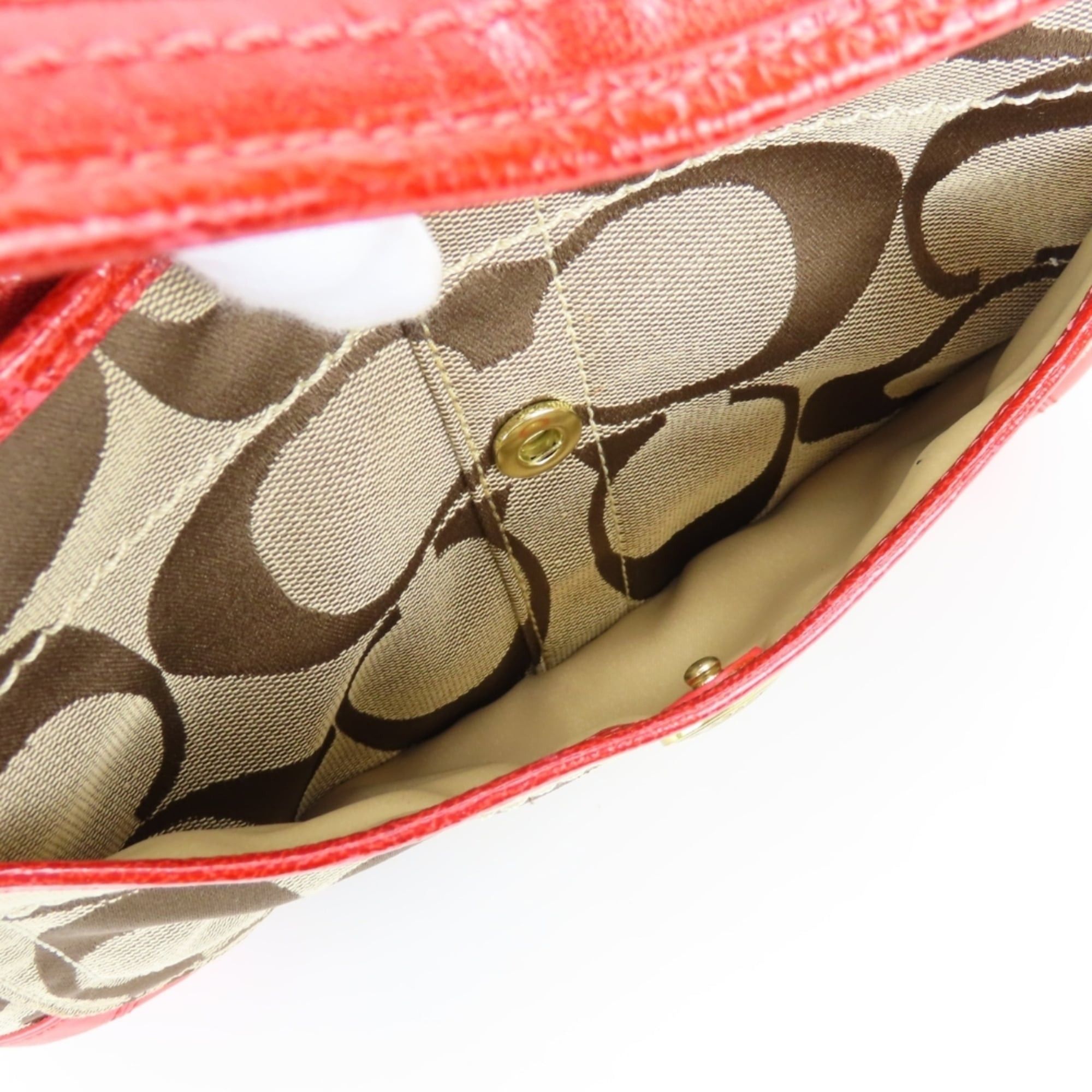Coach Coach 11600 Signature Canvas and Leather Shoulder Bag in Beige, Pink, Red. Women's. Size ONE SIZE - 12 Thumbnail