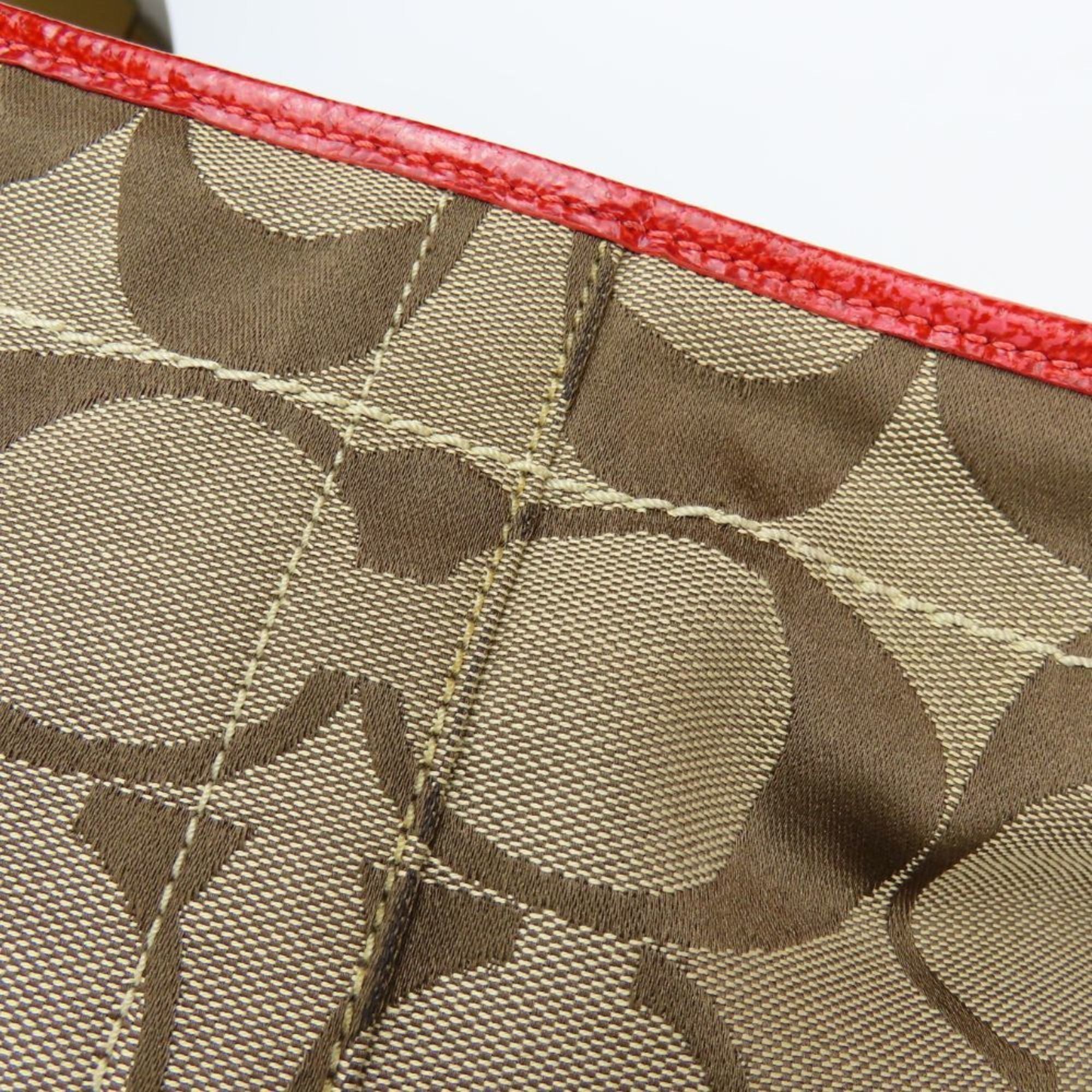 Coach Coach 11600 Signature Canvas and Leather Shoulder Bag in Beige, Pink, Red. Women's. Size ONE SIZE - 11 Thumbnail