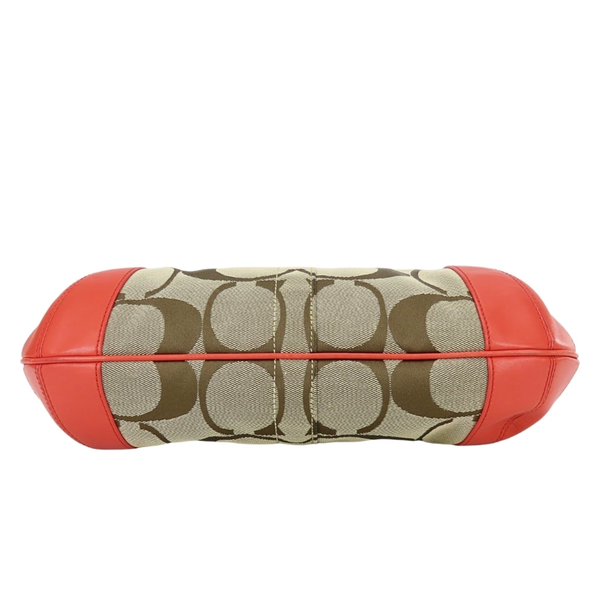 Coach Coach 11600 Signature Canvas and Leather Shoulder Bag in Beige, Pink, Red. Women's. Size ONE SIZE - 5 Thumbnail