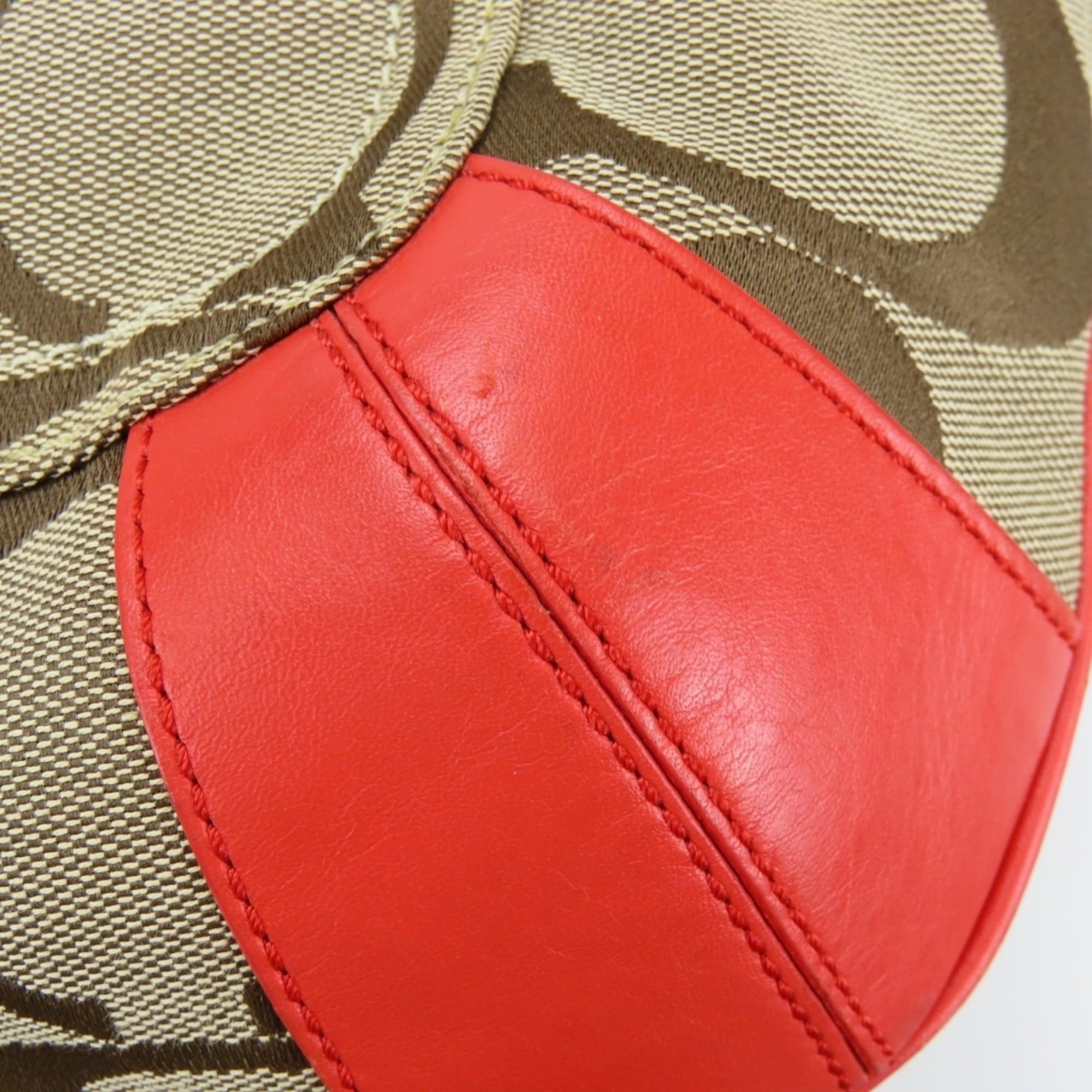 Coach Coach 11600 Signature Canvas and Leather Shoulder Bag in Beige, Pink, Red. Women's. Size ONE SIZE - 8 Thumbnail