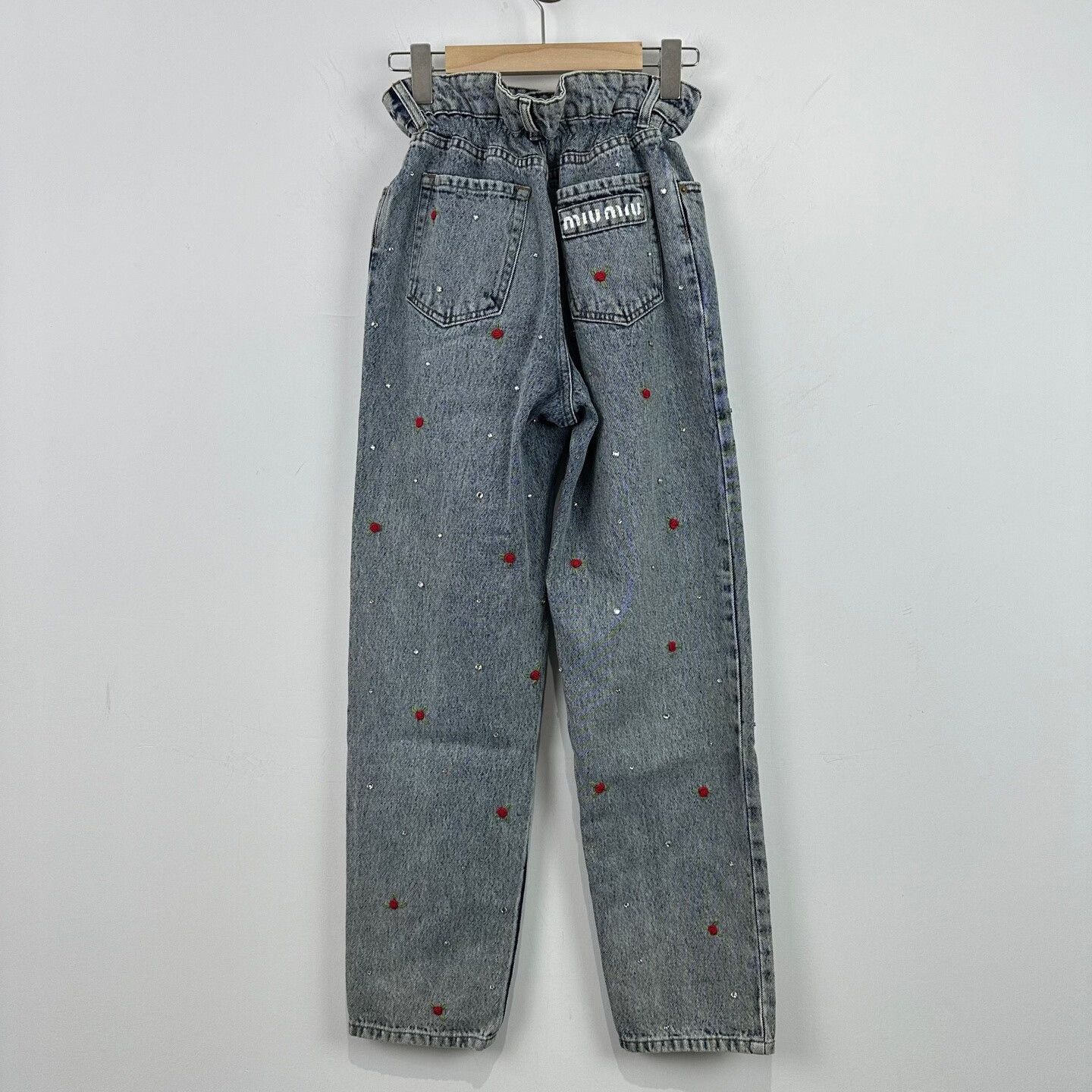 Miu Miu Miu Miu Embroidered Denim Pants with Crystals Size 24" / US 00 / IT 34 - 2 Thumbnail