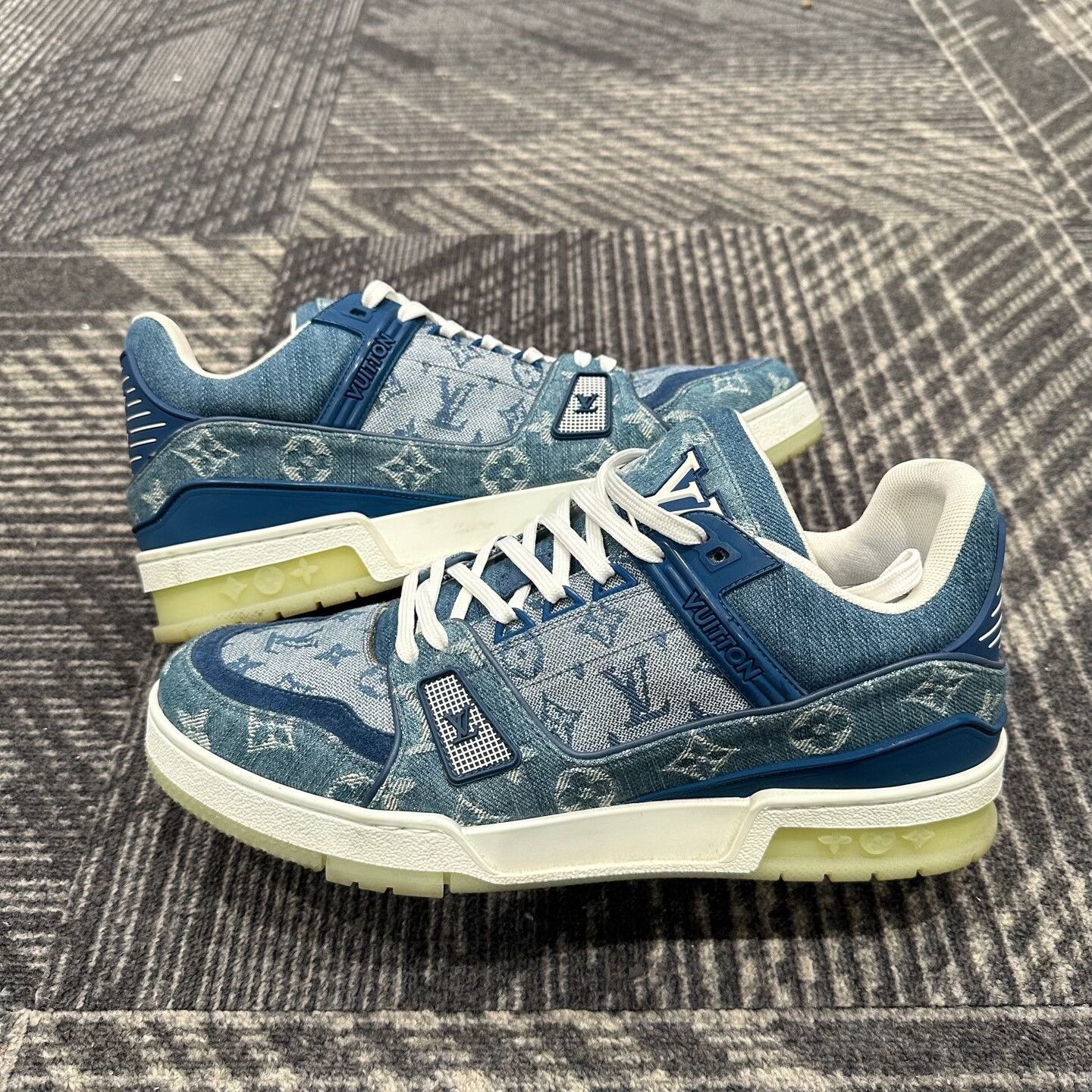 Louis Vuitton Louis Vuitton Blue Denim Trainer Sneakers Size US 8.5 / EU 41-42 - 4 Thumbnail