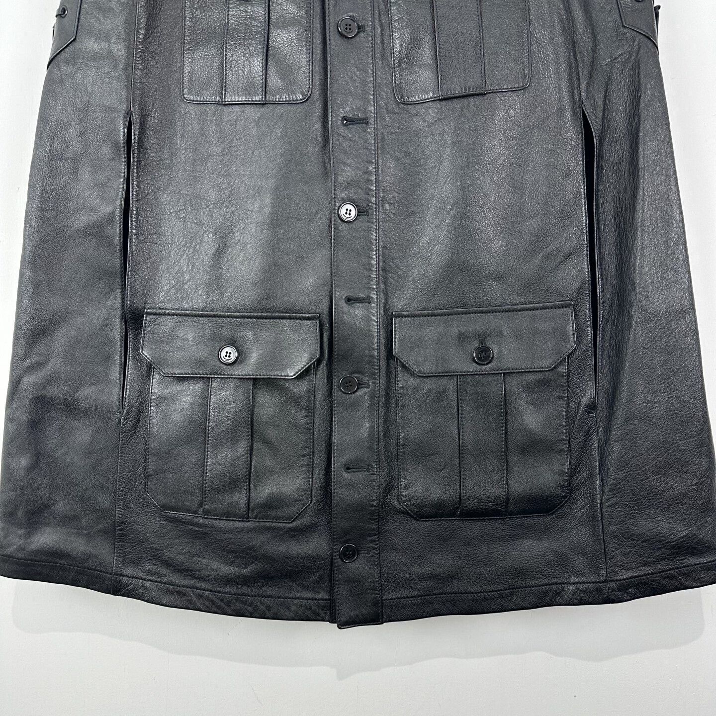 Saint Laurent Paris Saint Laurent Sleeveless Black Leather Jacket Size XS / US 0-2 / IT 36-38 - 4 Thumbnail