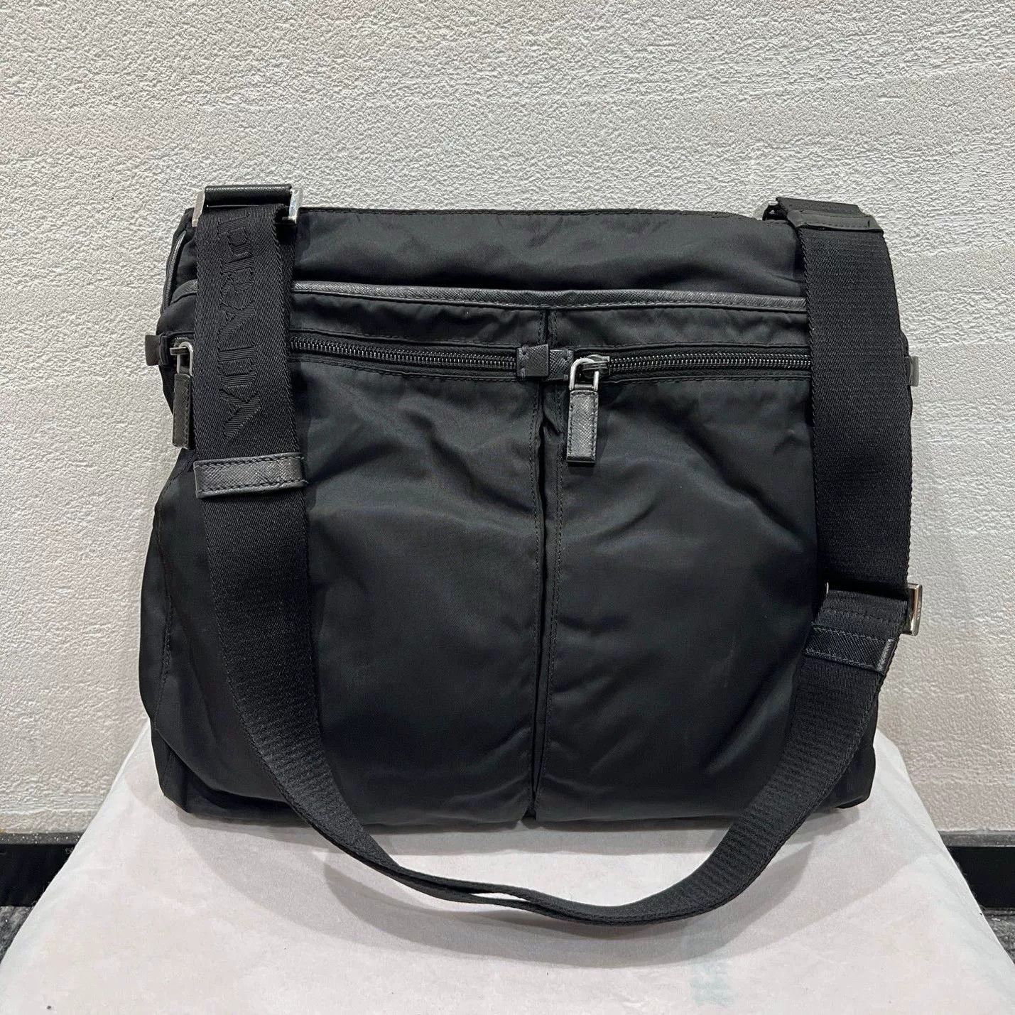 Prada Prada Nylon Messenger Bag with Leather Trim Size ONE SIZE - 2 Thumbnail