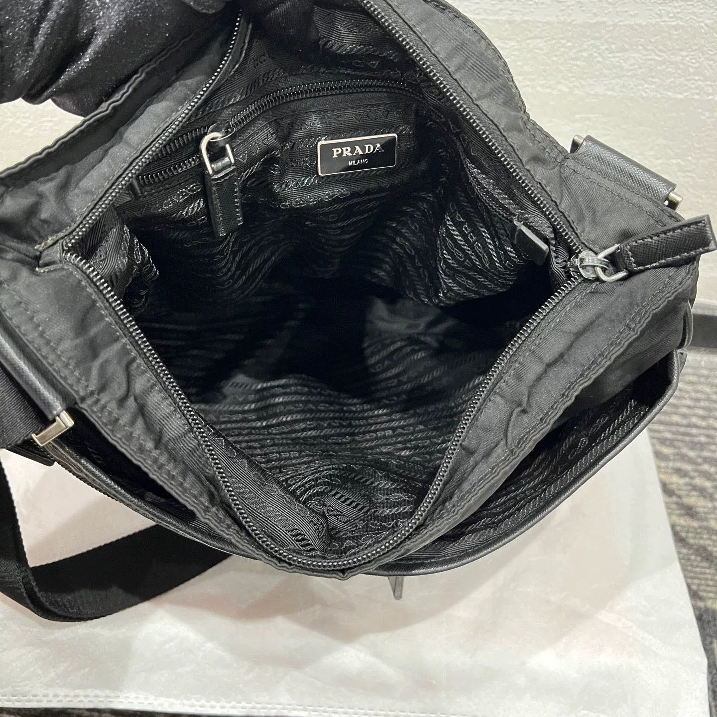 Prada Prada Nylon Messenger Bag with Leather Trim Size ONE SIZE - 8 Thumbnail