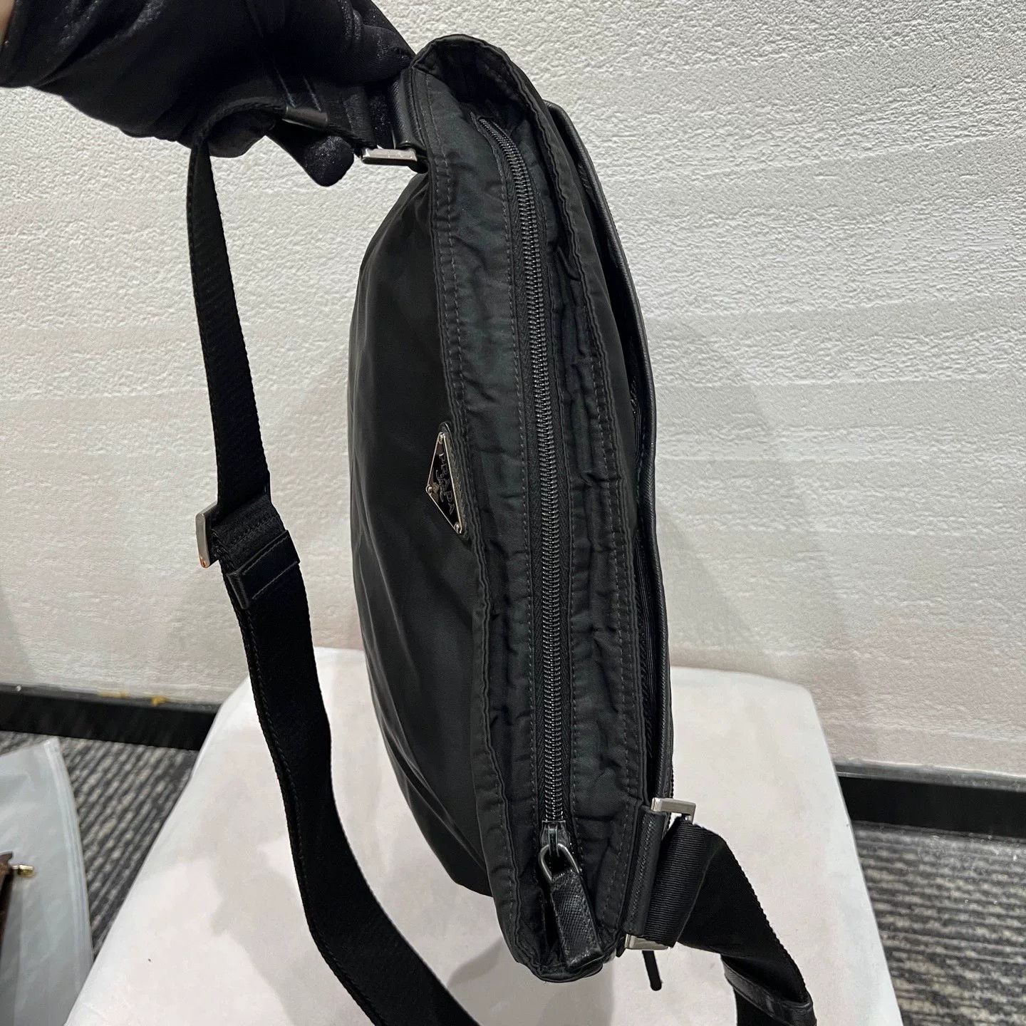 Prada Prada Nylon Messenger Bag with Leather Trim Size ONE SIZE - 6 Thumbnail