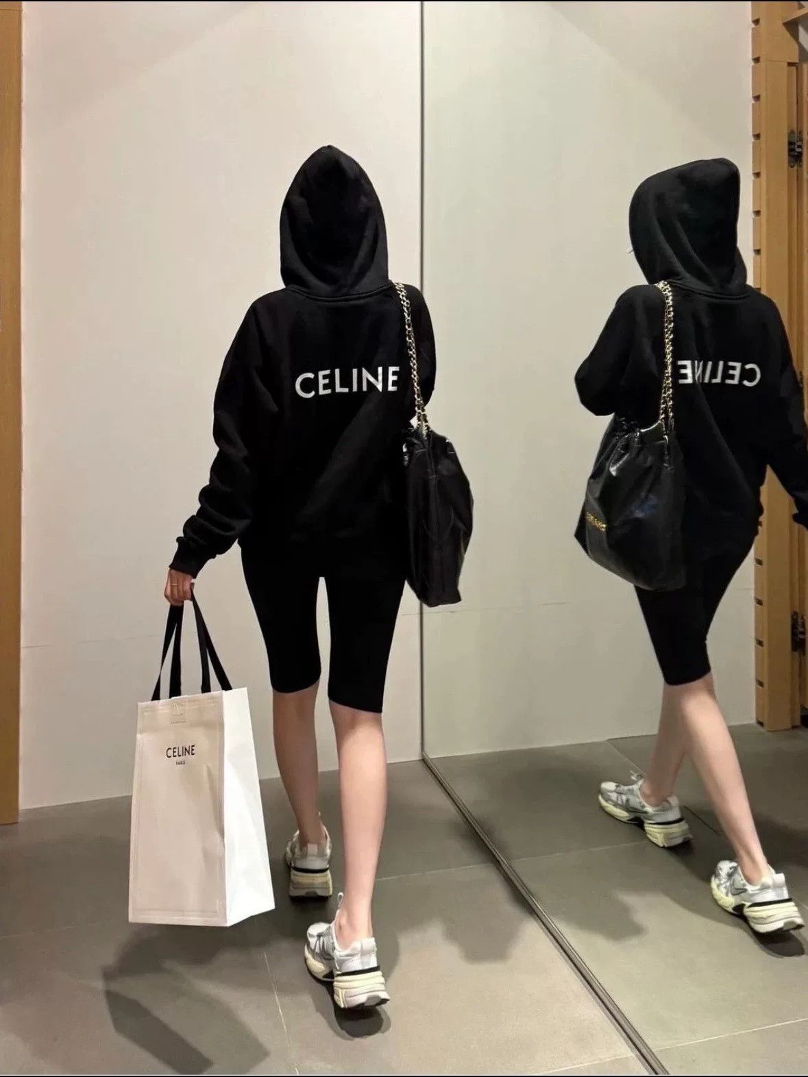 Celine Celine Logo Print Hoodie in Black Size US XL / EU 56 / 4 - 7 Thumbnail